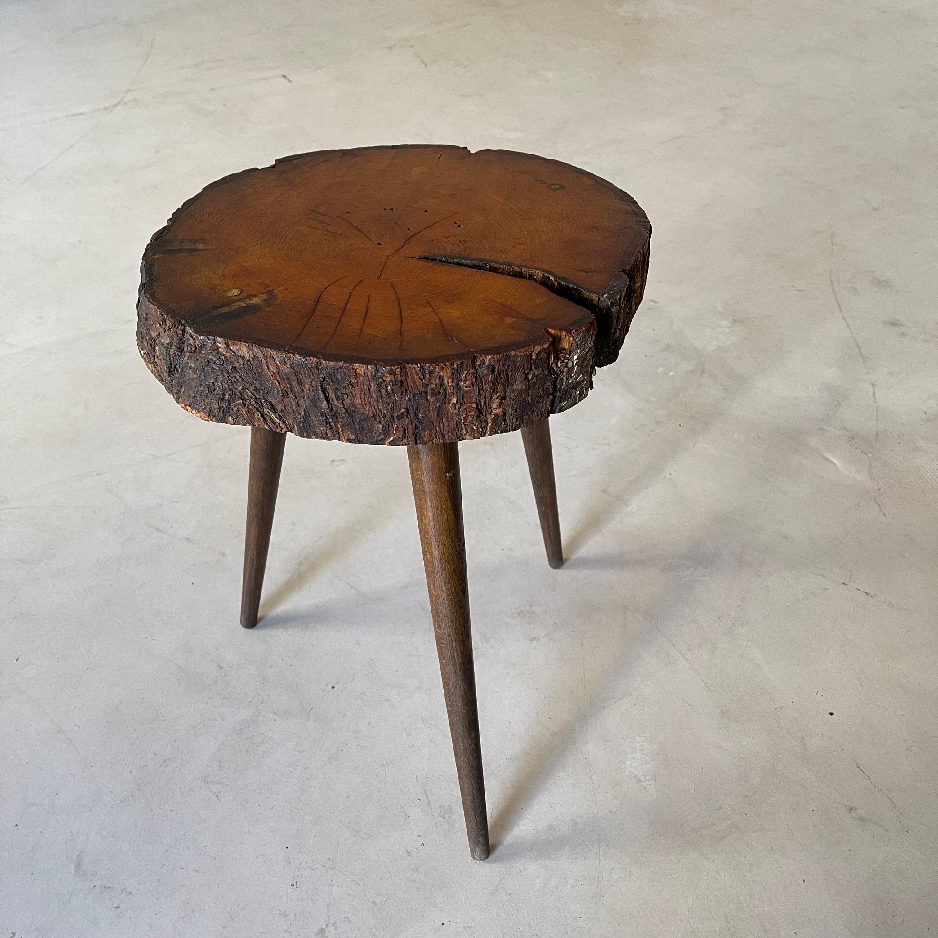 Live Edge Tree Trunk Side Table France, 1950s 3