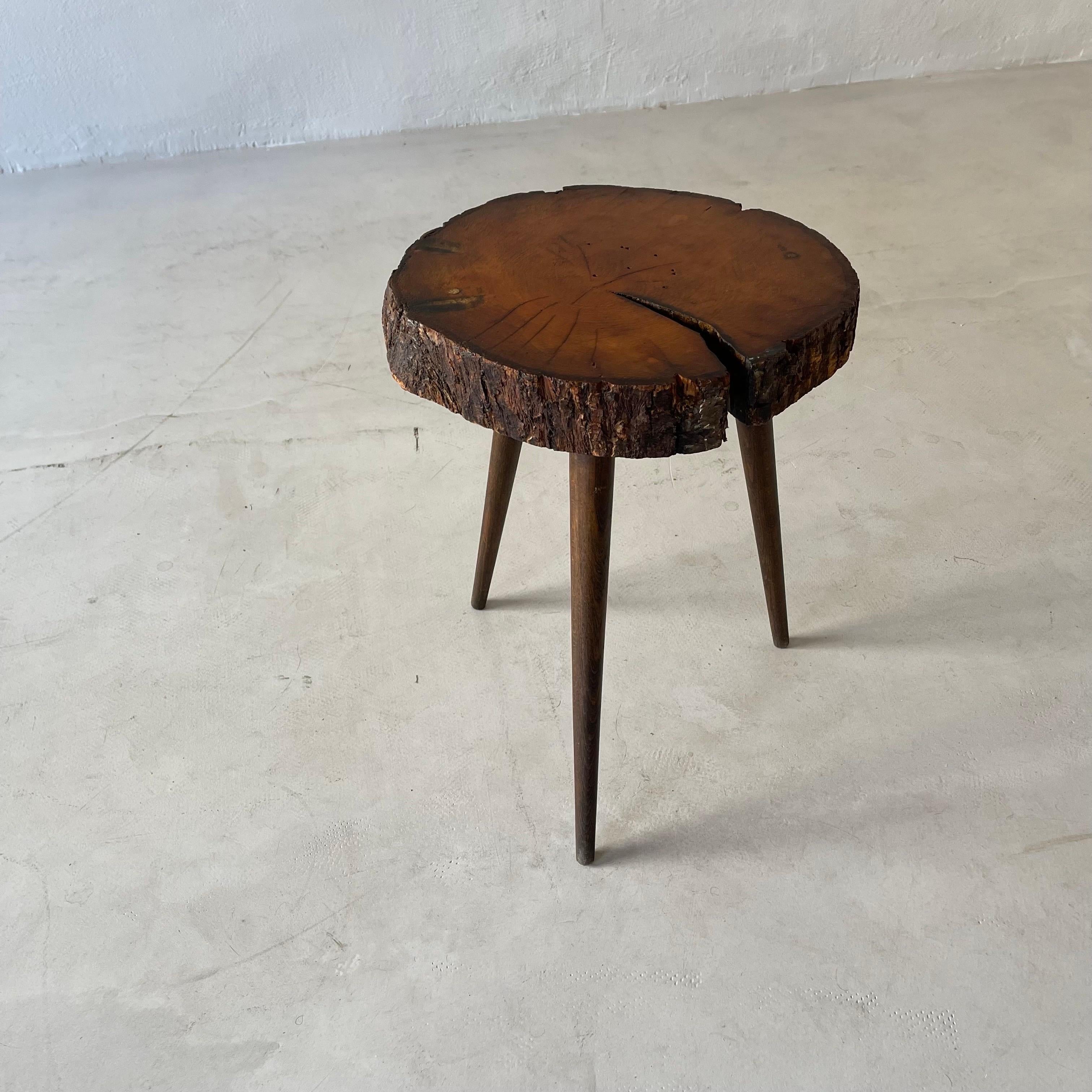 French Live Edge Tree Trunk Side Table France, 1950s
