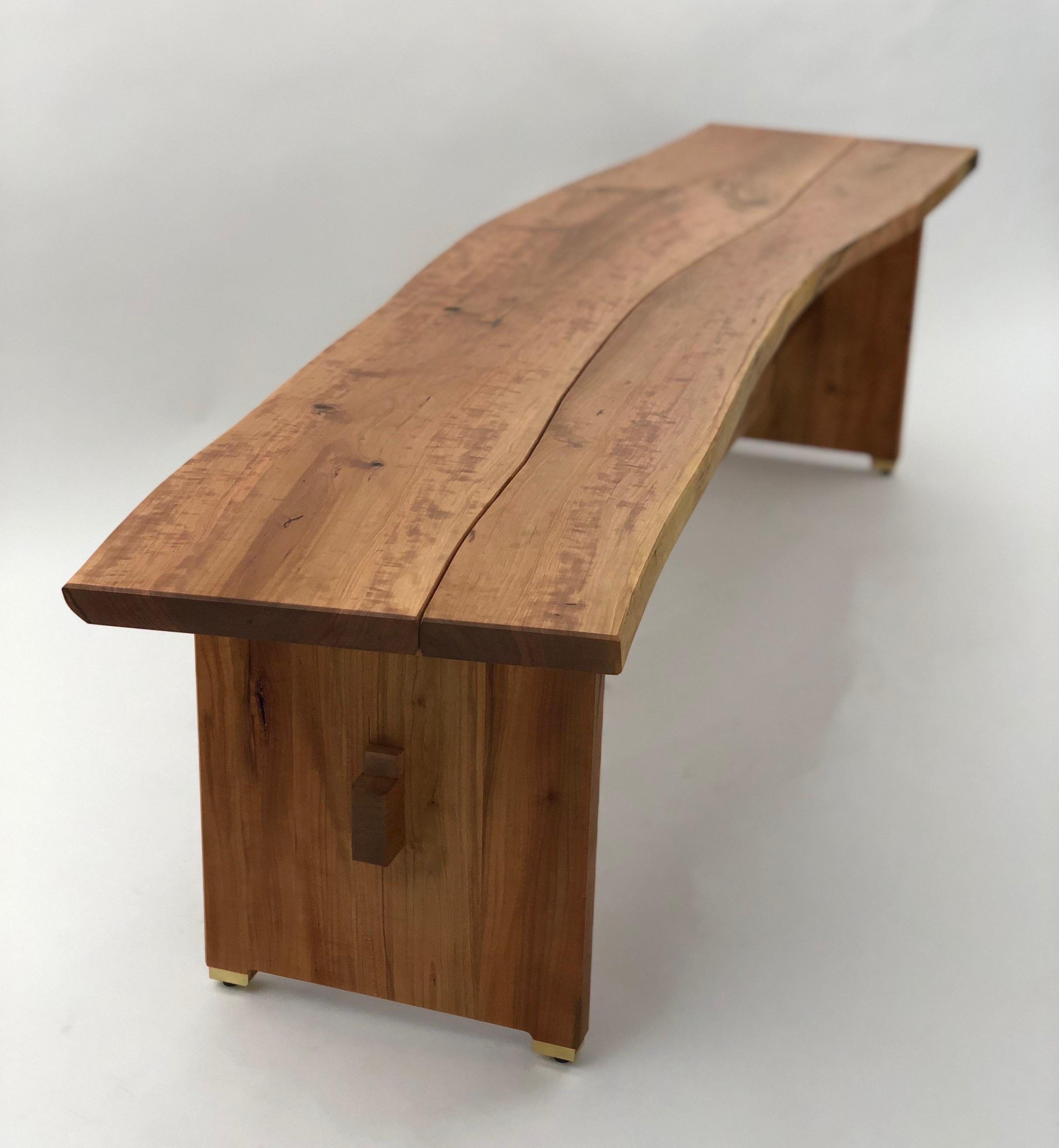 In designing this bench I took cues from sashimono, seeking a outwardly simple aesthetic which gives way to more elaborate detail upon a closer look. In building this bench I utilized joinery unique to Japanese timber carpentry. 

This bench