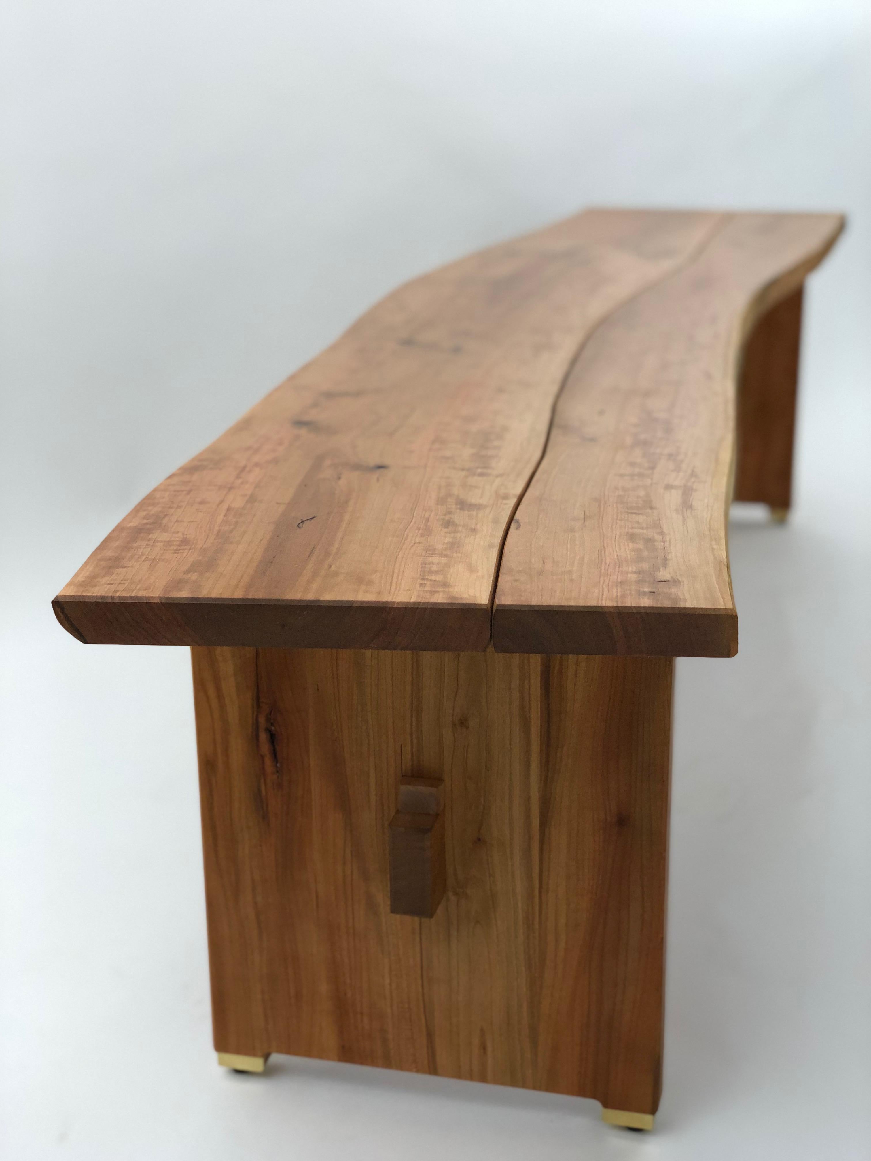 American Live Edge Trestle Bench in Cherry by Brian Holcombe For Sale