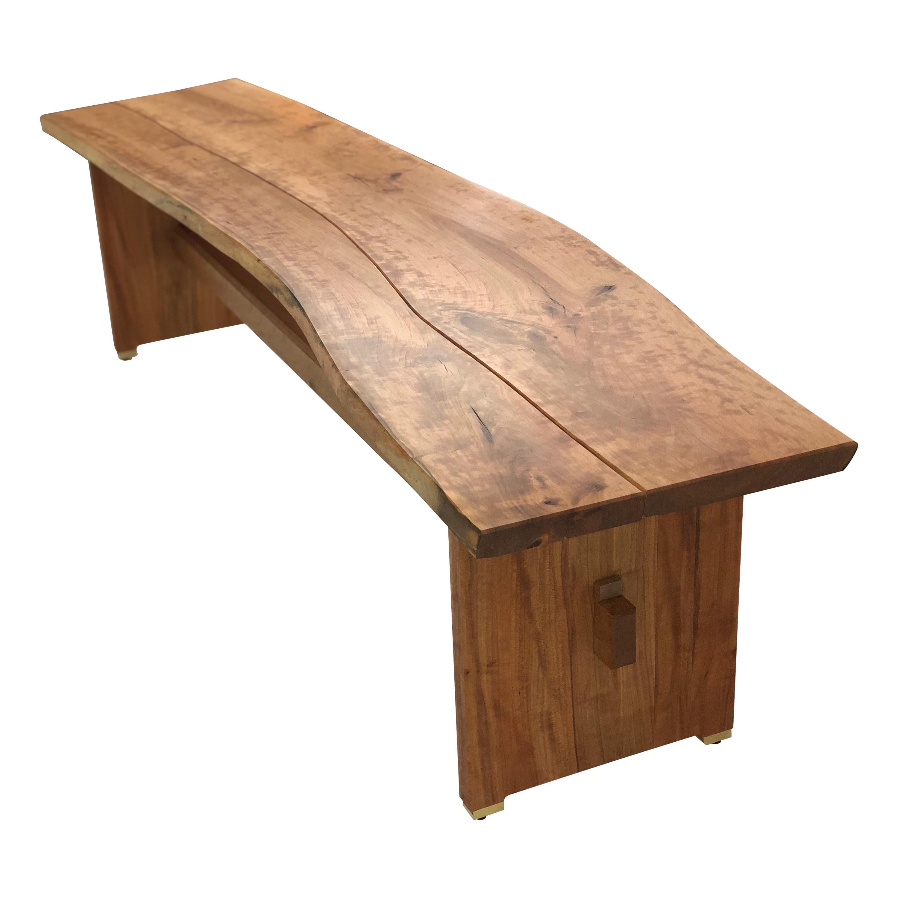 Live Edge Trestle Bench in Cherry by Brian Holcombe For Sale