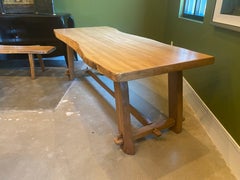 Live Edge Trestle Dining Table, France, 1960-70's