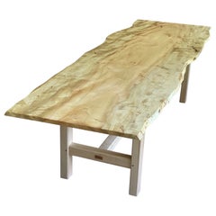 Live Edge Trestle Leg Dining Table in Oiled Maple