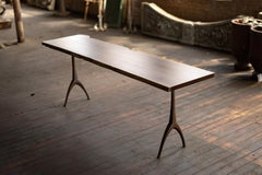 Live Edge Urban Walnut + Cast Bronze Console Table Lake House Pedestal Table