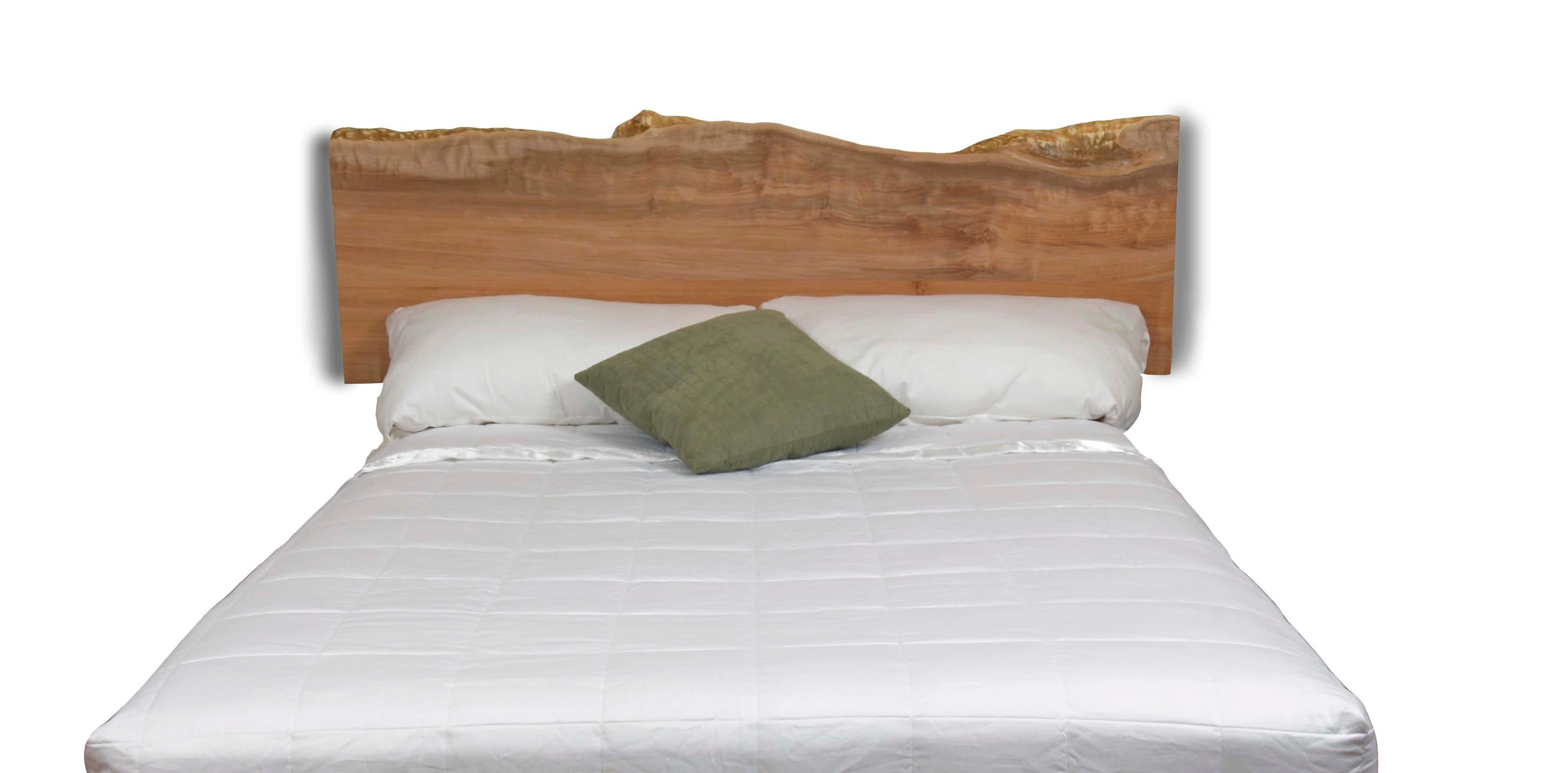 Organic Modern Live Edge Wall Hung Headboard Made From a Single Slab of Live Edge Western Maple For Sale