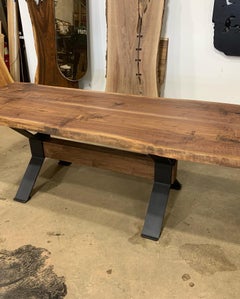 Live Edge Walnut Bookmatch with Black Metal x Base