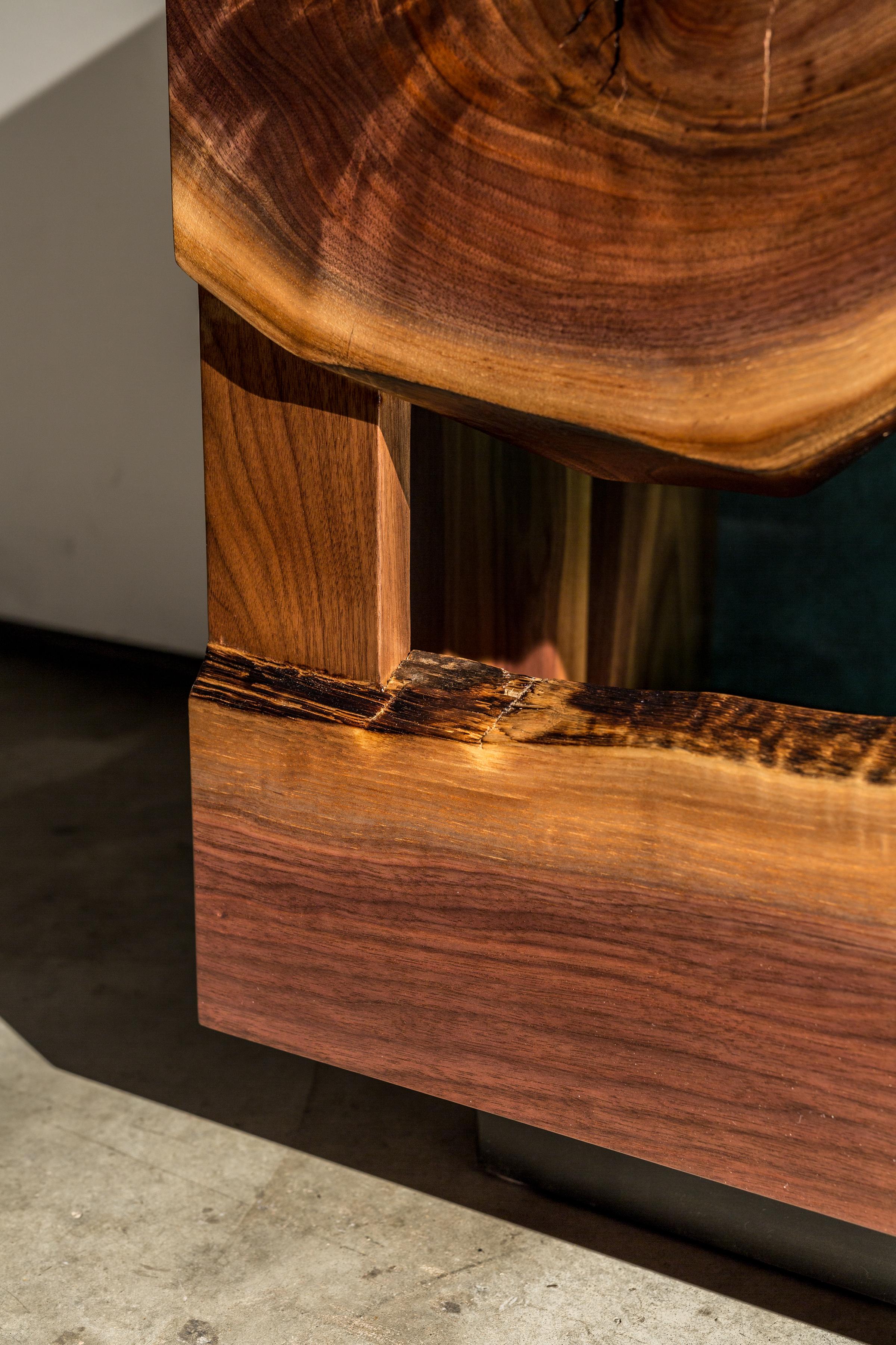 Organic Modern Live Edge Walnut Credenza on a Black Steel Base 