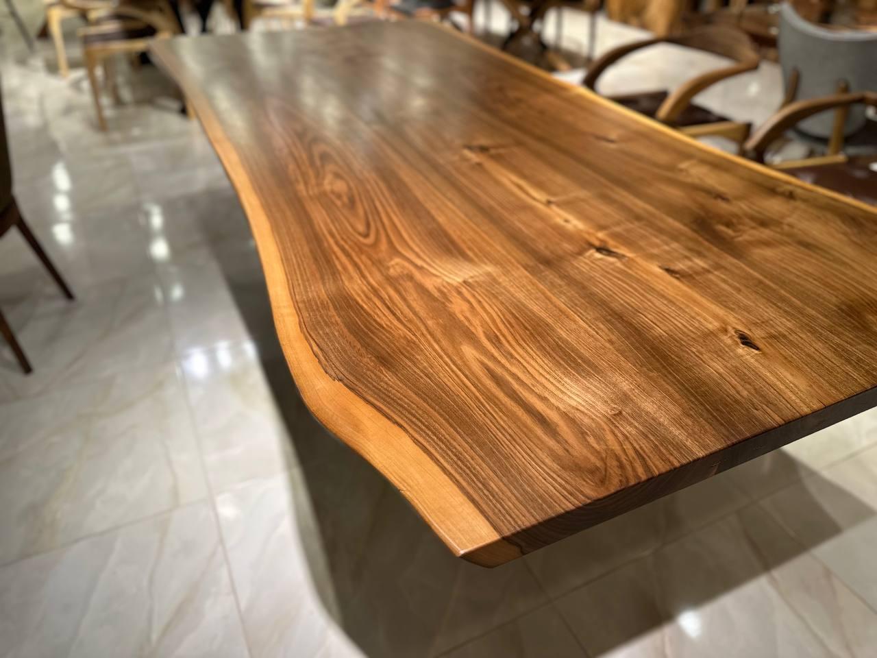 Arts and Crafts Live Edge Walnut Massive Wooden Handmade Custom Dining Table For Sale