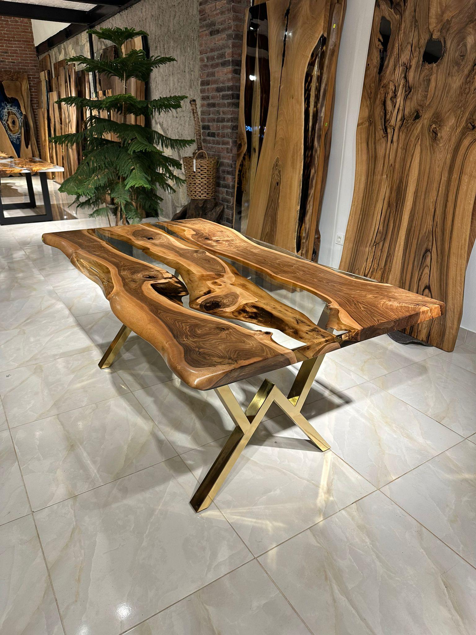 Turkish Live Edge Walnut Root Modern Resin Custom Wood Table For Sale