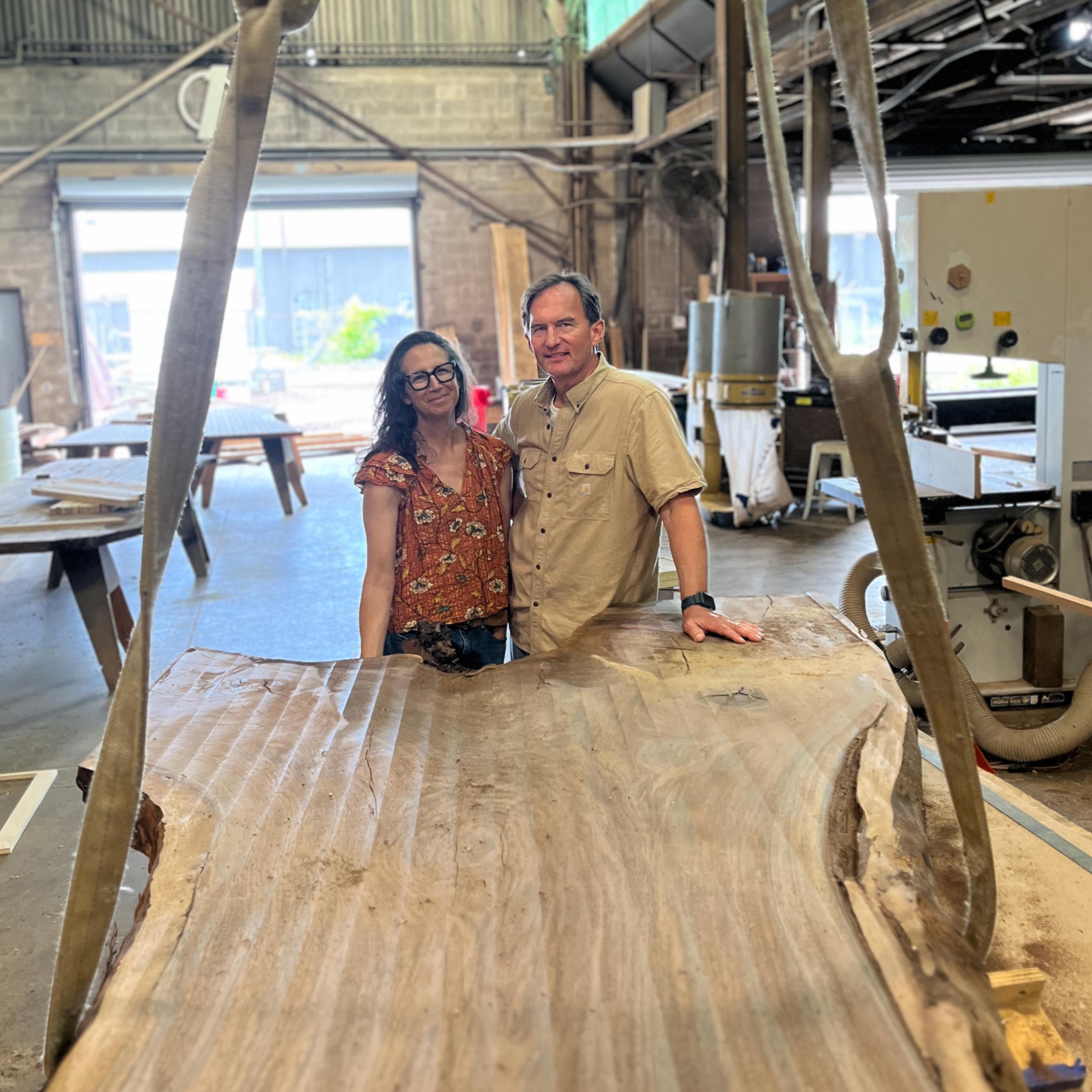 Live Edge Walnut Slab Coffee Table Turned Legs Cahaba Table by Alabama Sawyer For Sale 1