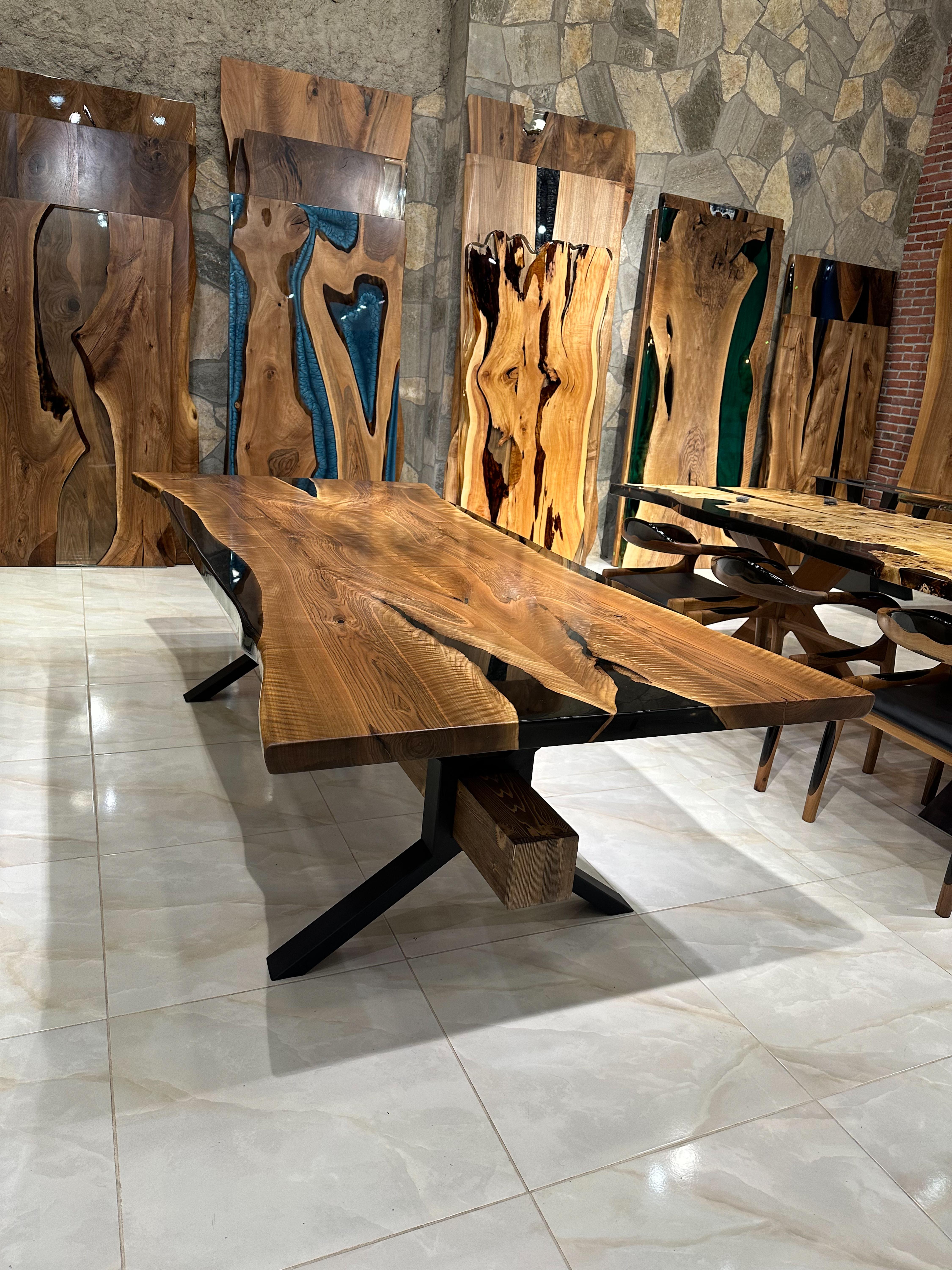 Black Walnut Dark Wood Custom Dining Table - Large Table For Sale 2