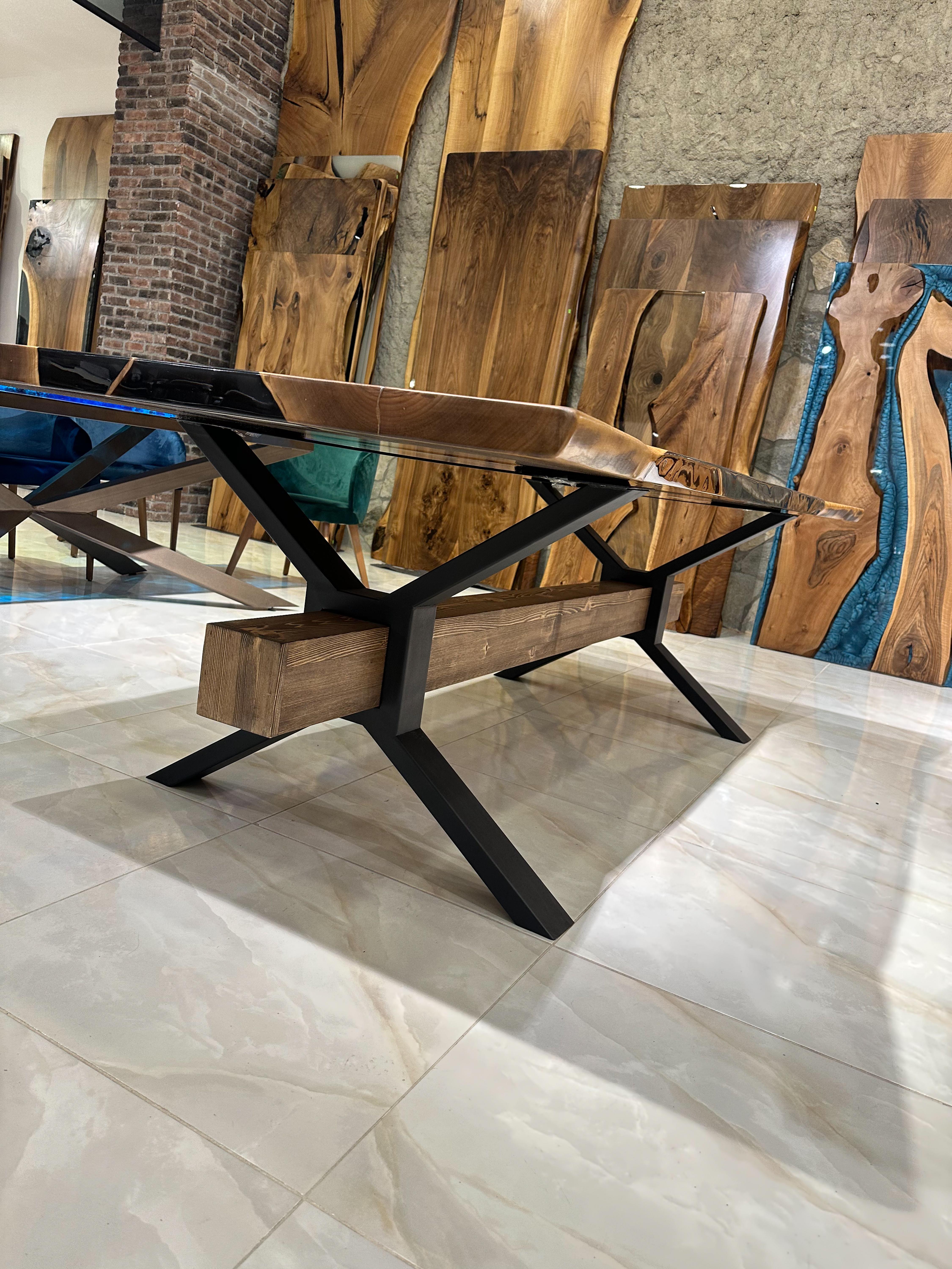 Hand-Crafted Black Walnut Dark Wood Custom Dining Table - Large Table For Sale