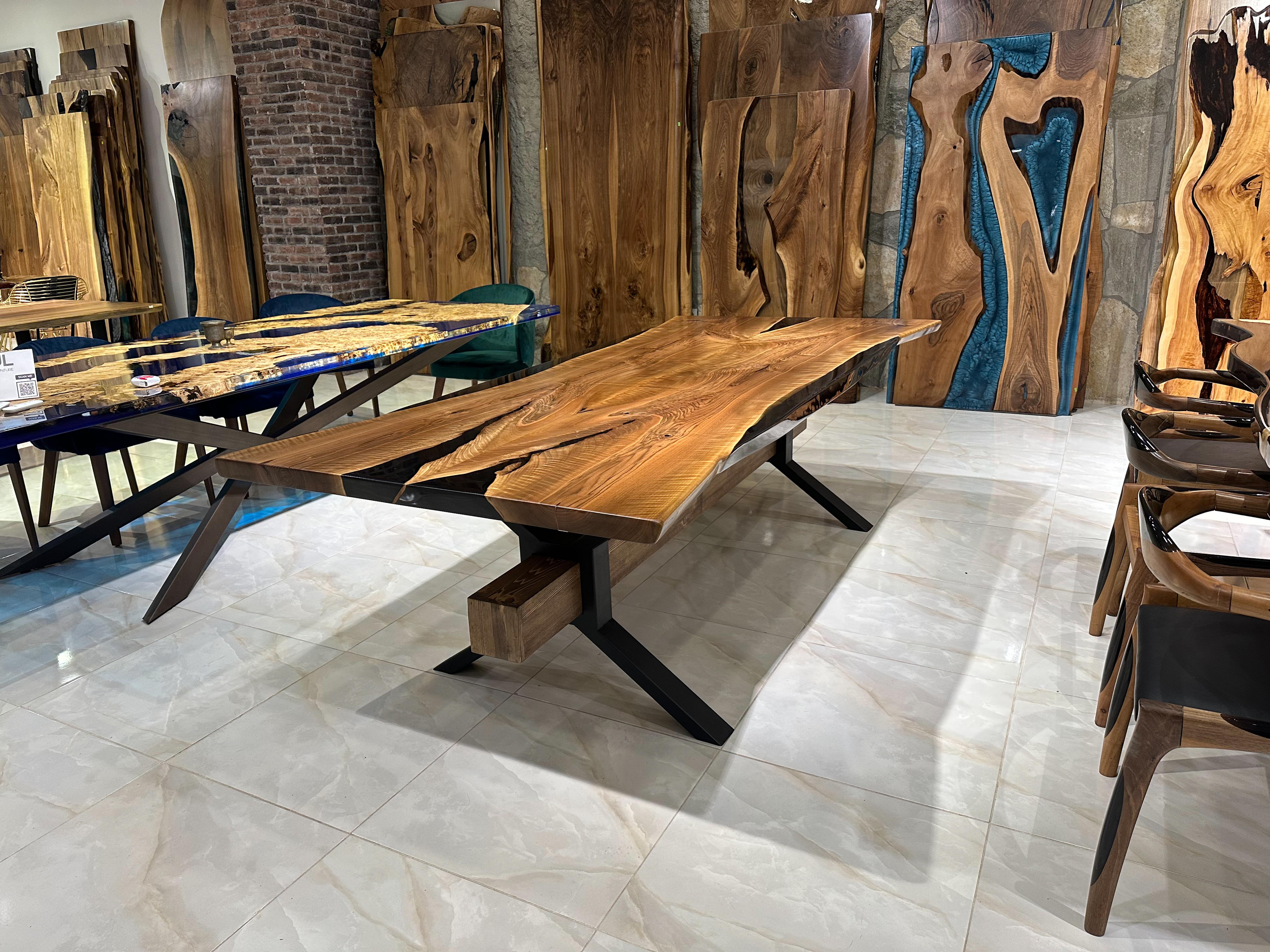 Black Walnut Dark Wood Custom Dining Table - Large Table For Sale 1