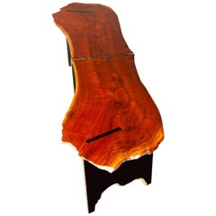Live Edge Walnut Trestle Form Coffee Table with Carved and Gilt Elements
