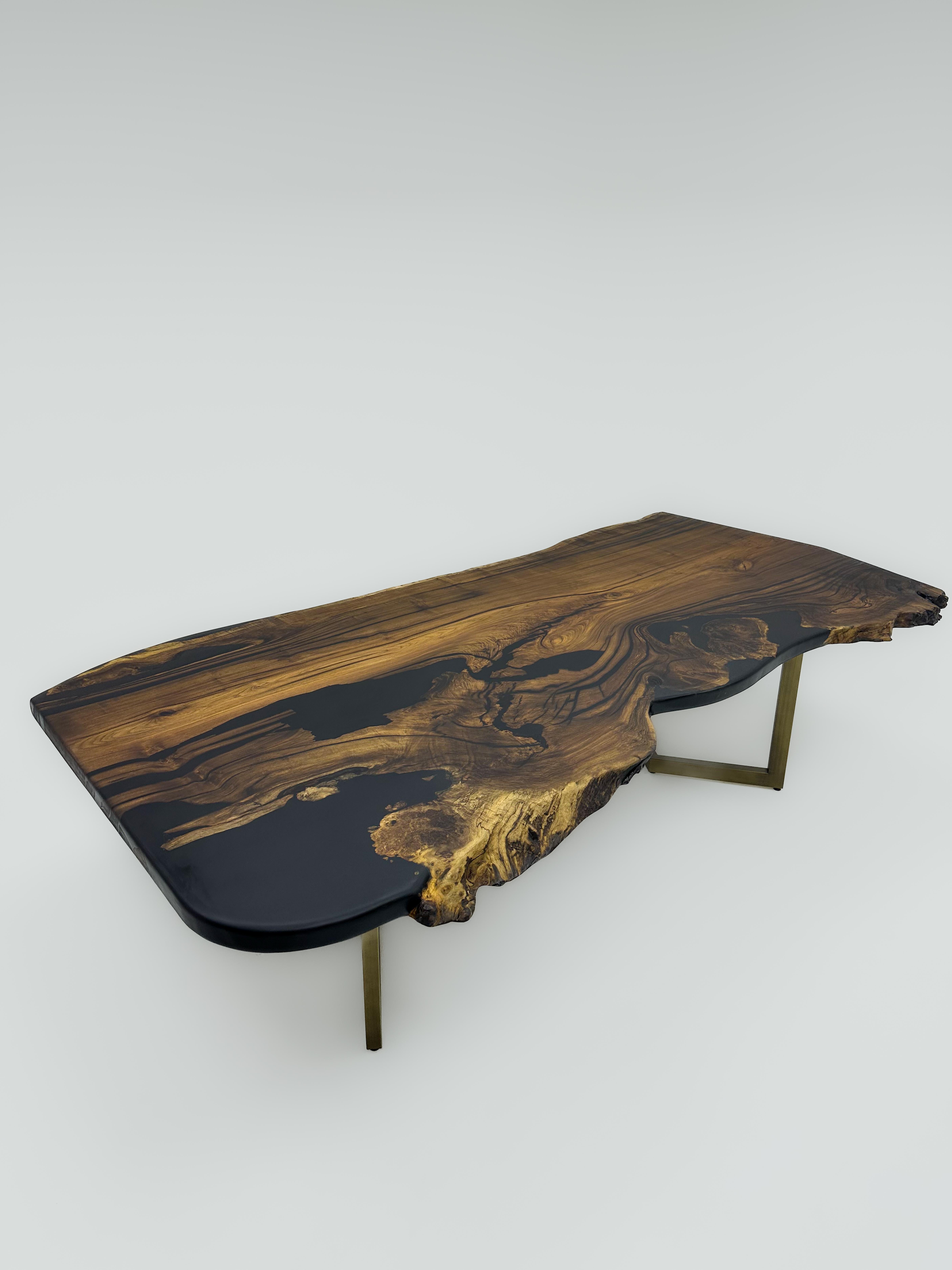 Organic Modern Live Edge Walnut Wooden Dining Table For Sale