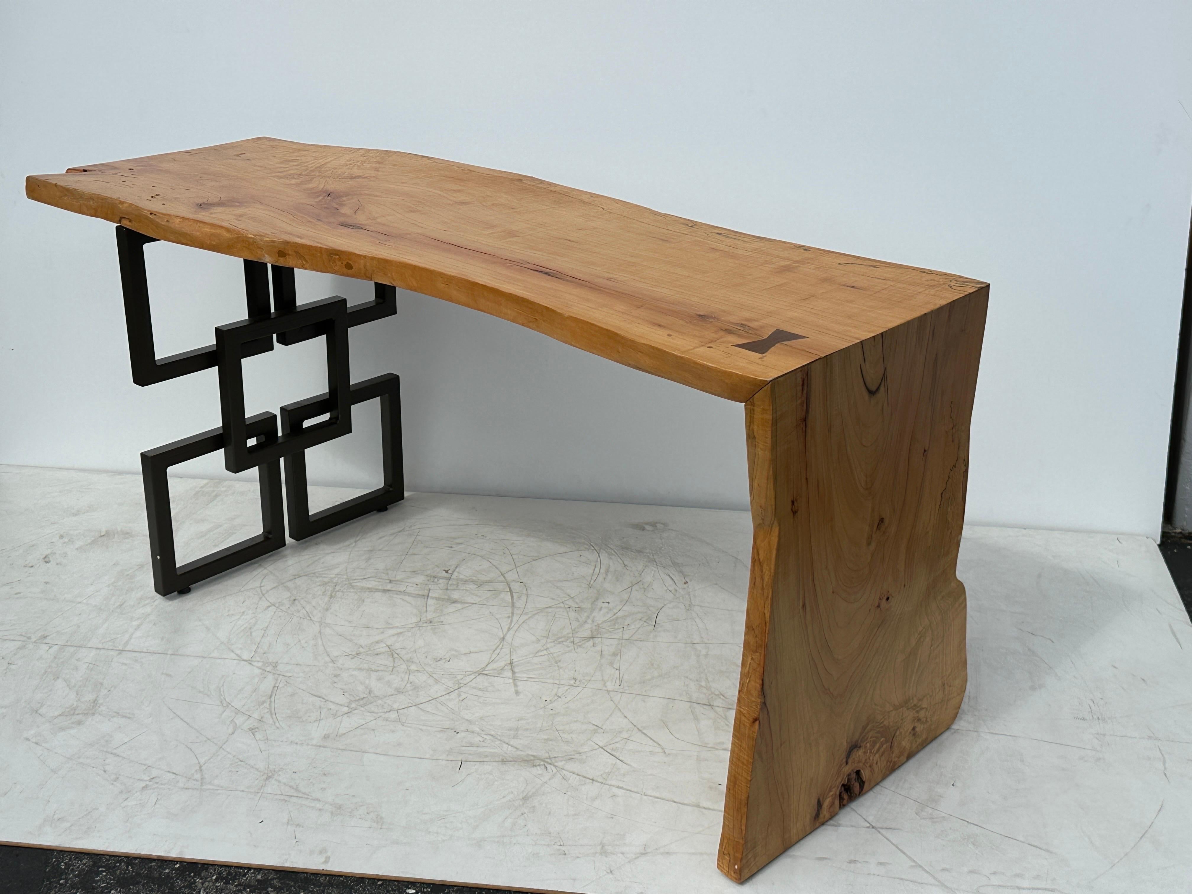 Mid-Century Modern Live Edge Waterfall Desk Console Table
