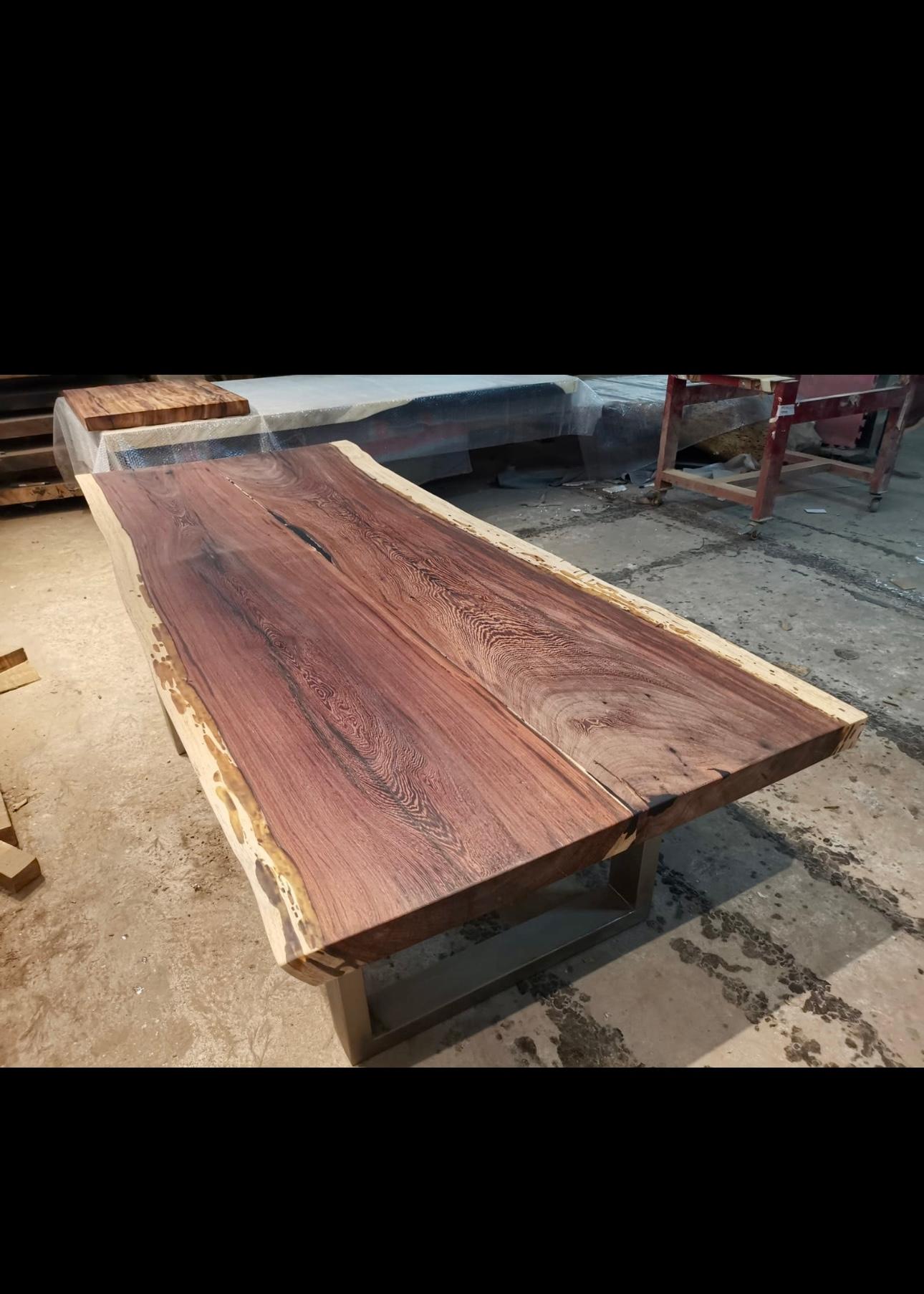 Contemporary Live Edge Wenge Dining Table  For Sale