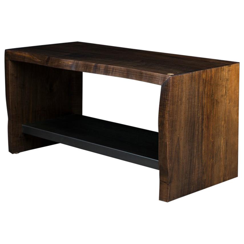 Live Edge Wood Bench by Ambrozia, Oxidized Ambrosia Maple & Blackened Steel For Sale