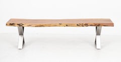 Live Edge Wood Bench with X-Form Legs