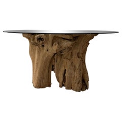 Live Edge Wood Dining Table with Glass Top