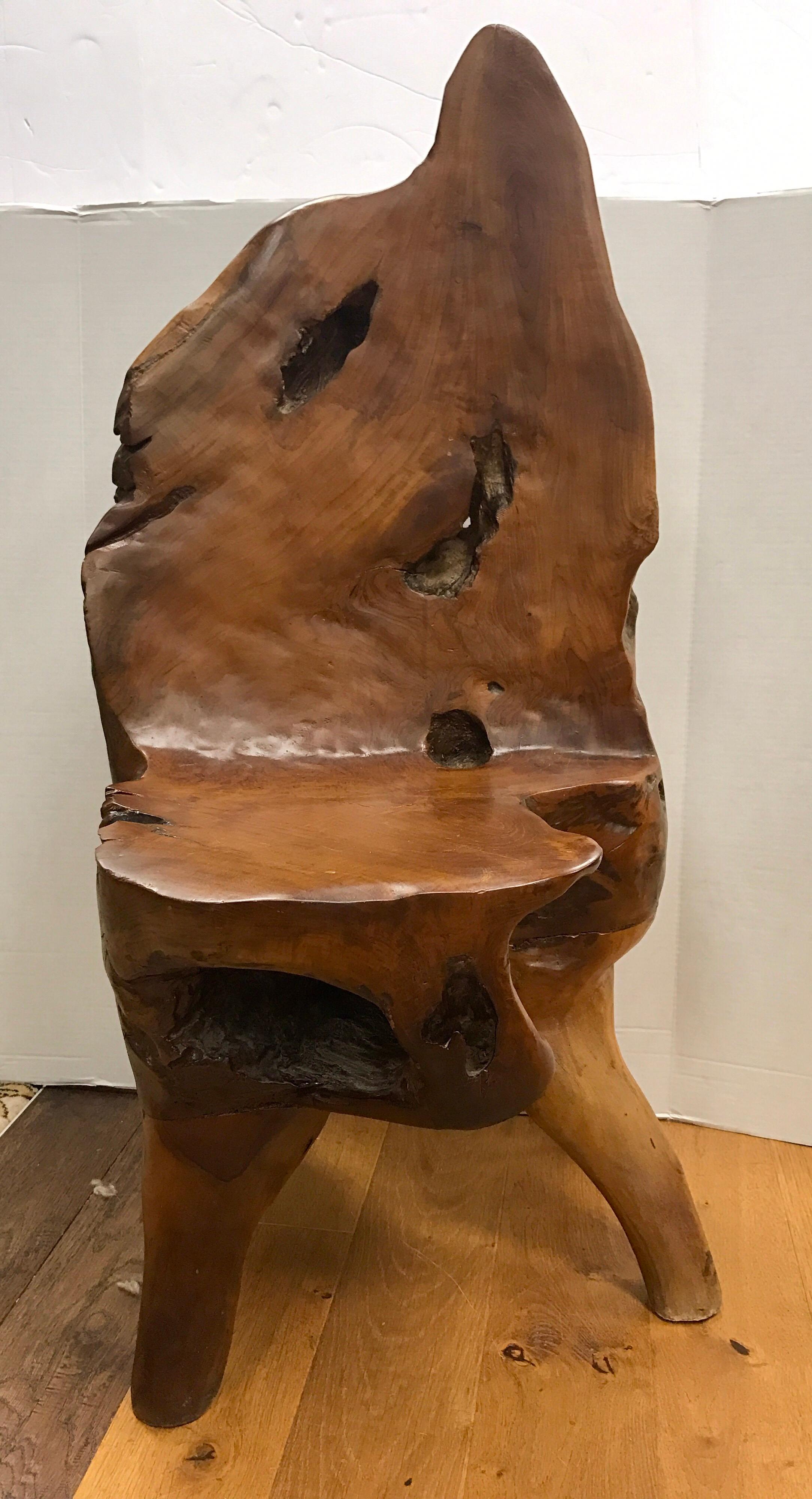 Live Edge Wood Slab Chair Rustic One of a Kind In Excellent Condition In West Hartford, CT