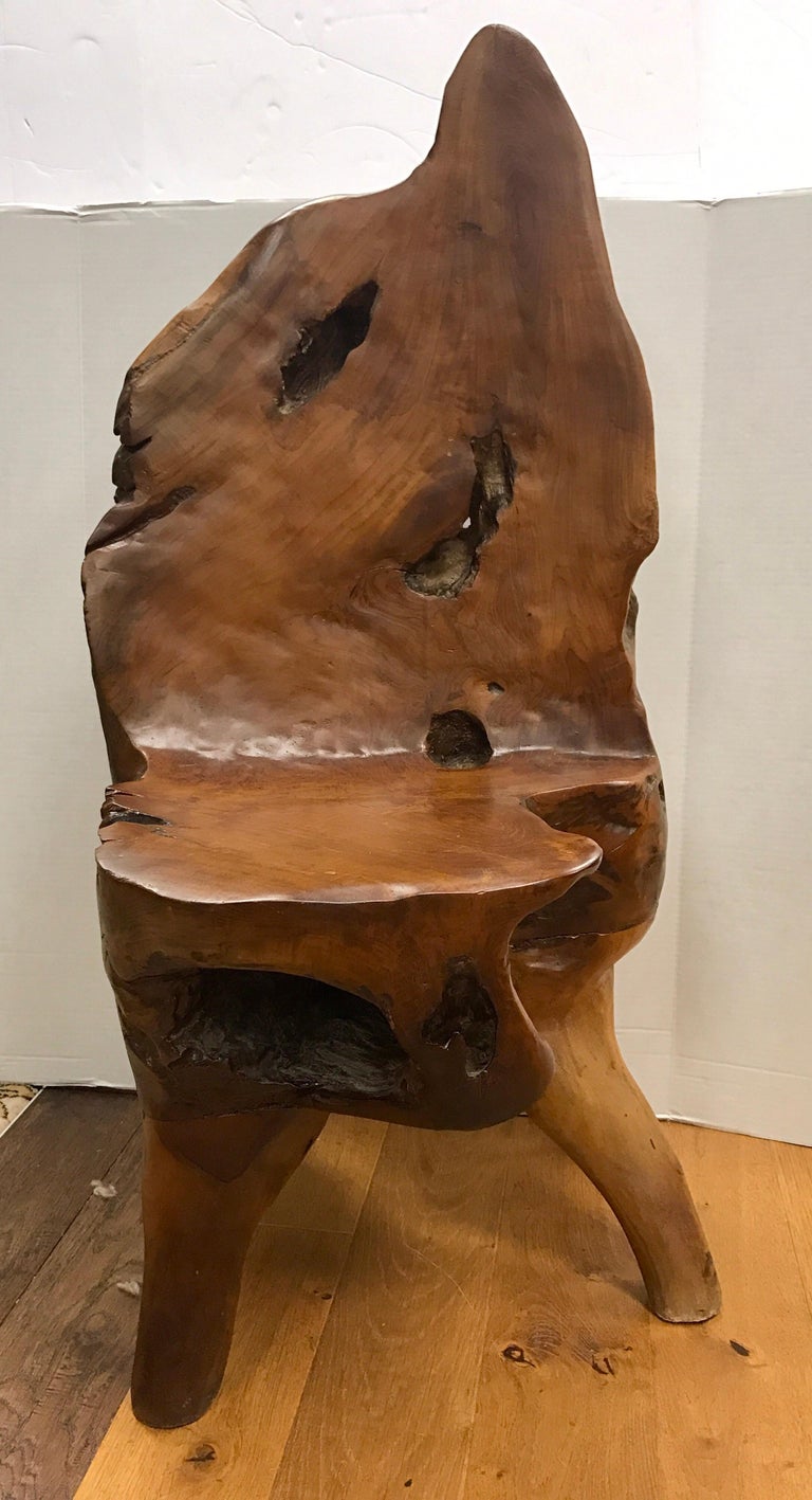 Live Edge Wood Slab Chair Rustic One of a Kind at 1stDibs