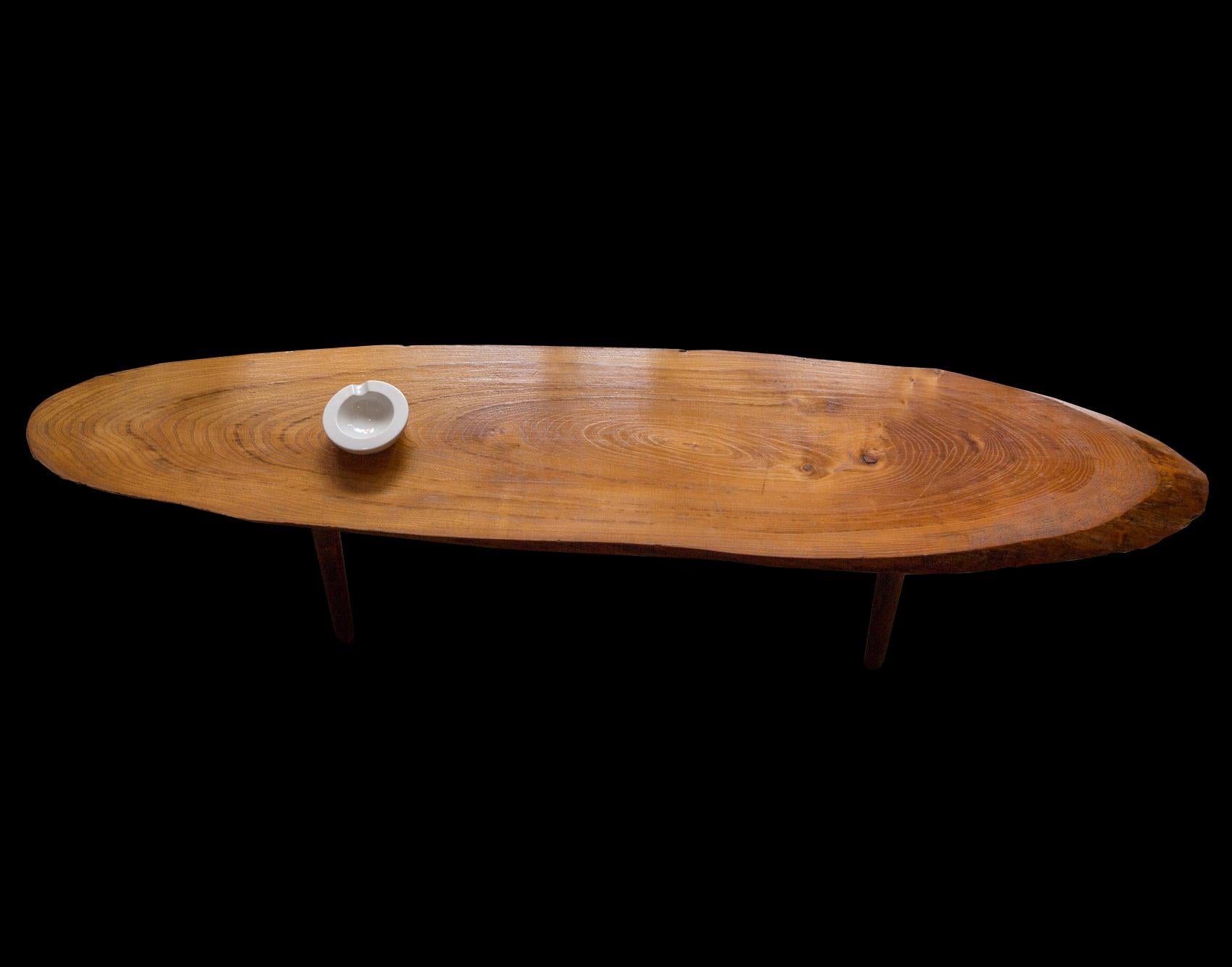 Mid-Century Modern Live Edge Organic Wood Slice Coffee Table, circa 1960s