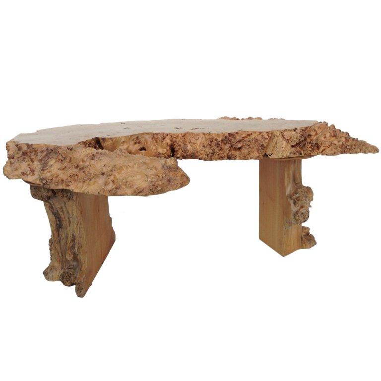 Live-Edge Wooden Cocktail Table For Sale