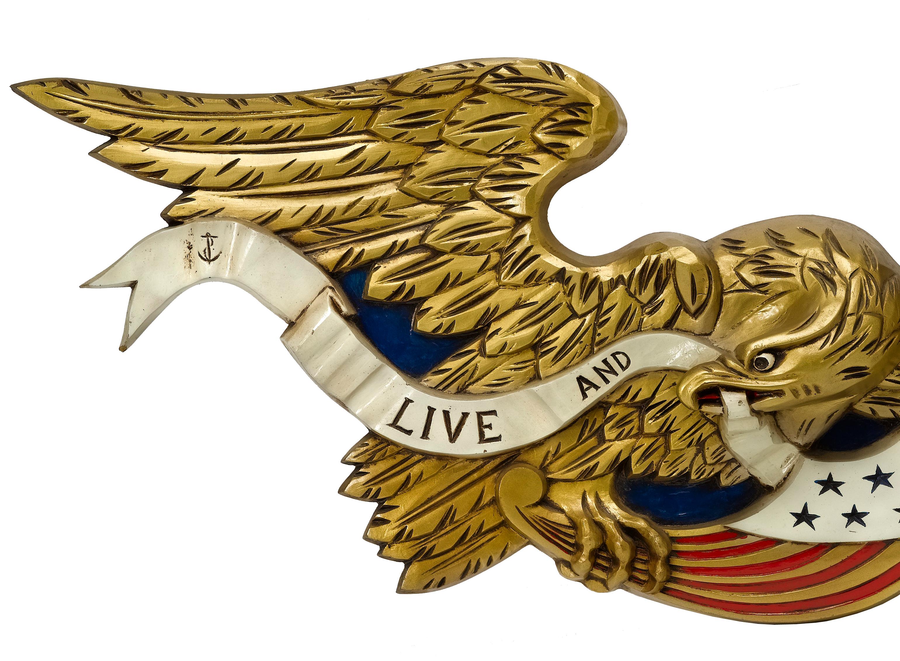 Carved Live & Let Live Hand Painted American Eagle