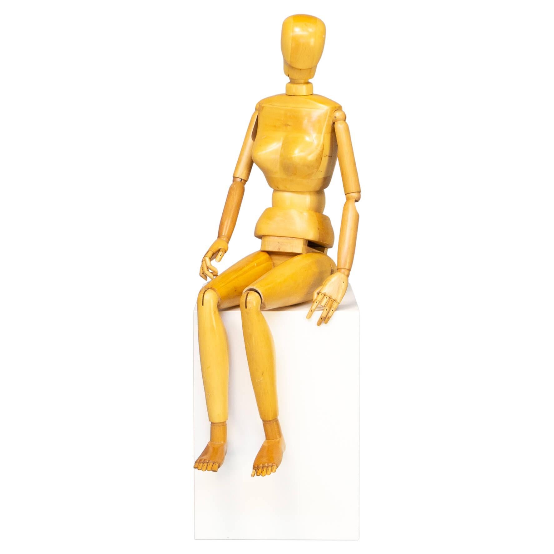 Live-Size Articulated Wooden Artist Model Mannequin For Sale