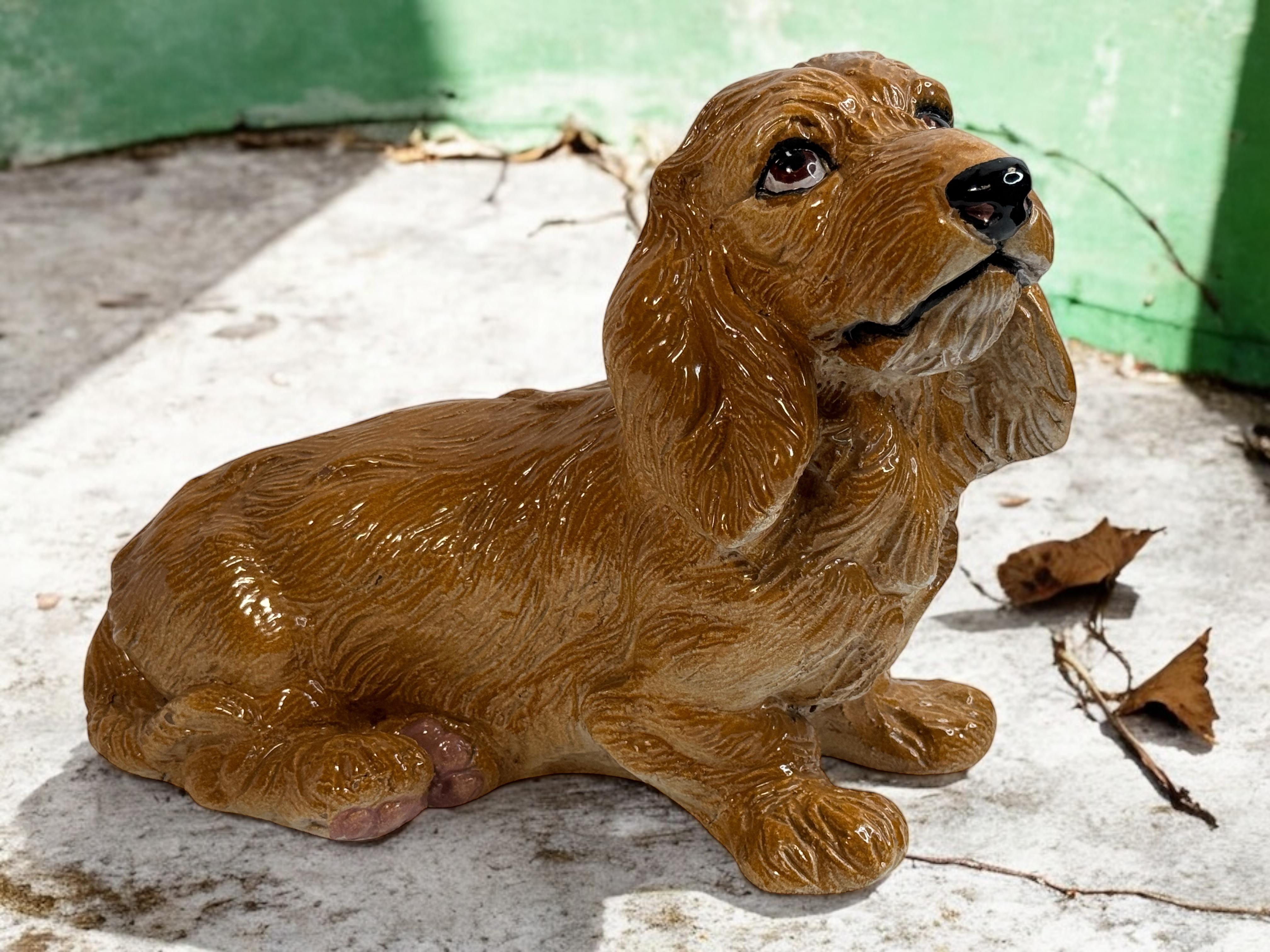 Statua di cane in terracotta a grandezza naturale Bassotto italiano Figurina Vintage, anni '60 in vendita 3