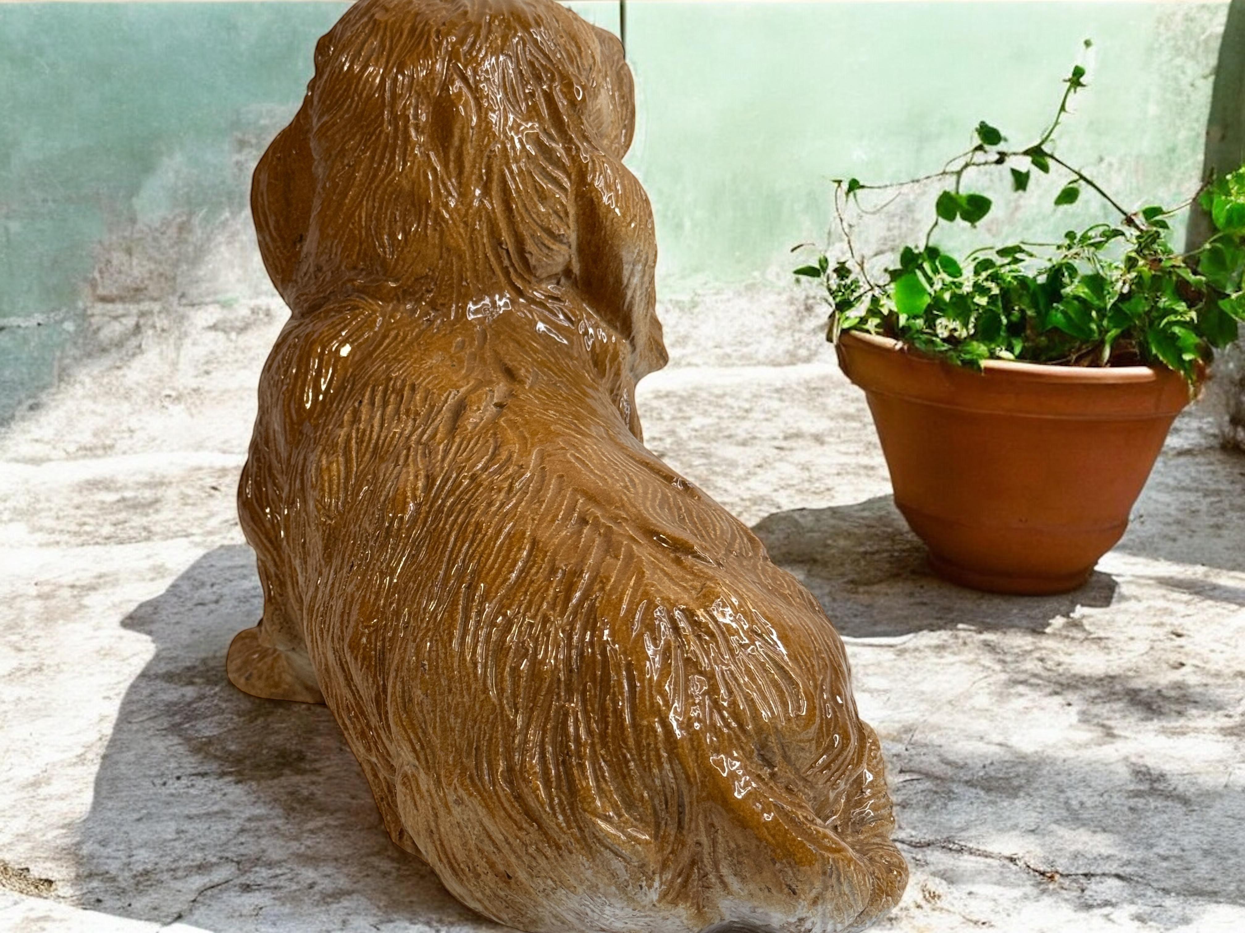 Statua di cane in terracotta a grandezza naturale Bassotto italiano Figurina Vintage, anni '60 in vendita 7