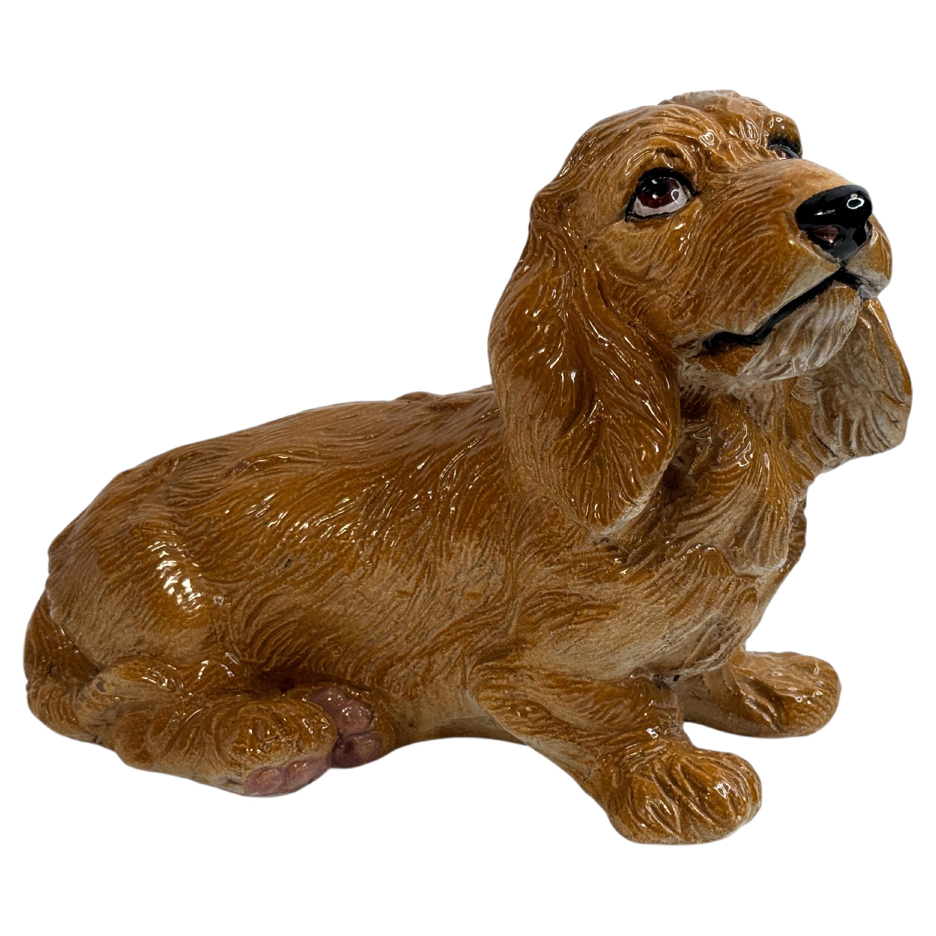 Live Size Italian Dachshund Terracotta Dog Statue Figurine Vintage, 1960s