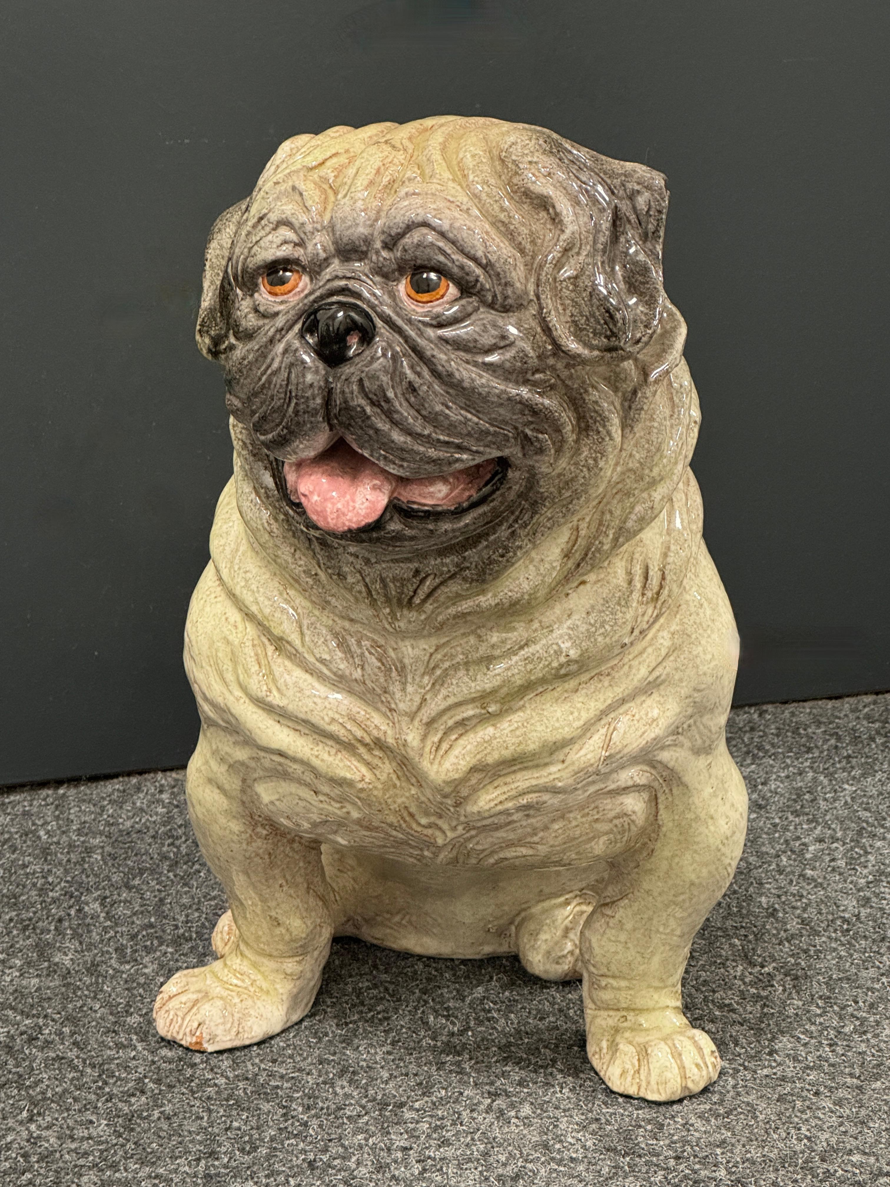 Statua di cane in terracotta del carlino italiano a grandezza naturale Vintage, anni '60 in vendita 4
