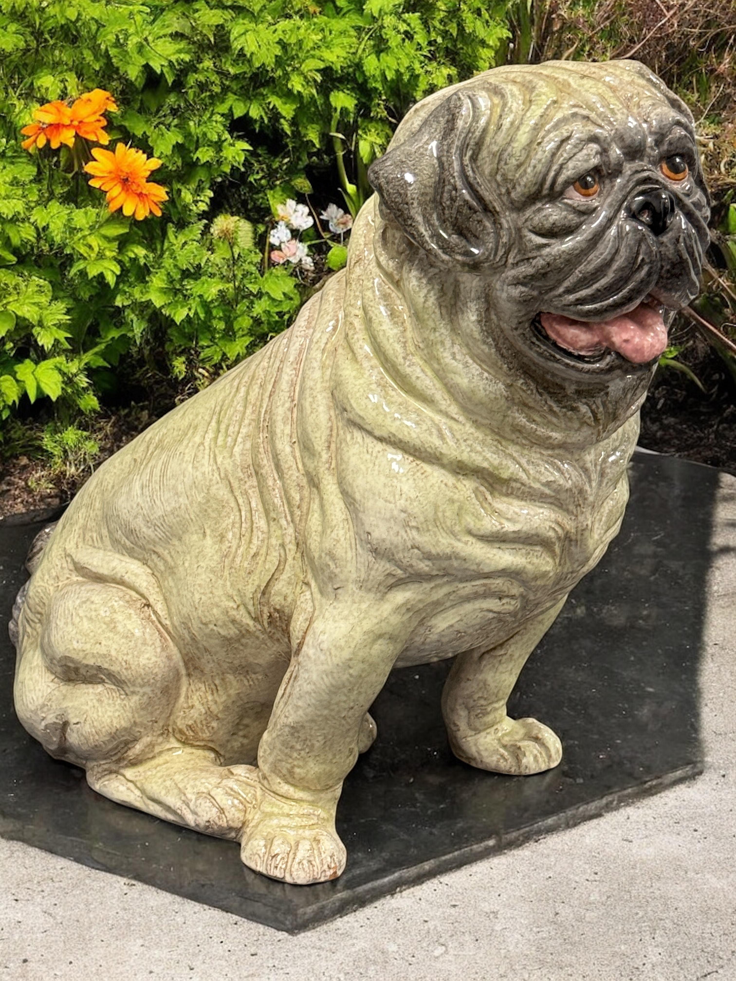 Statua di cane in terracotta del carlino italiano a grandezza naturale Vintage, anni '60 in vendita 5