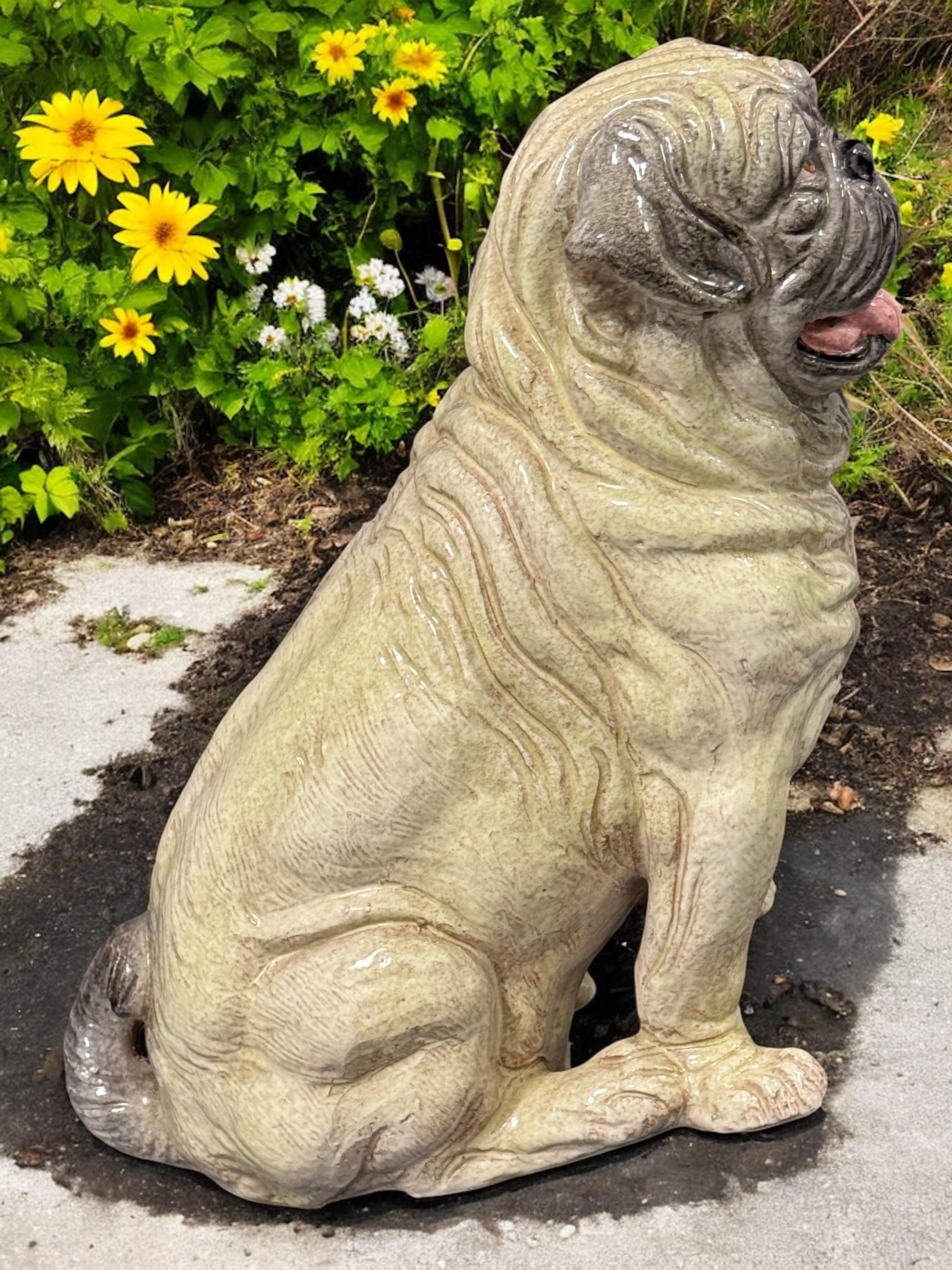 Statua di cane in terracotta del carlino italiano a grandezza naturale Vintage, anni '60 in vendita 6