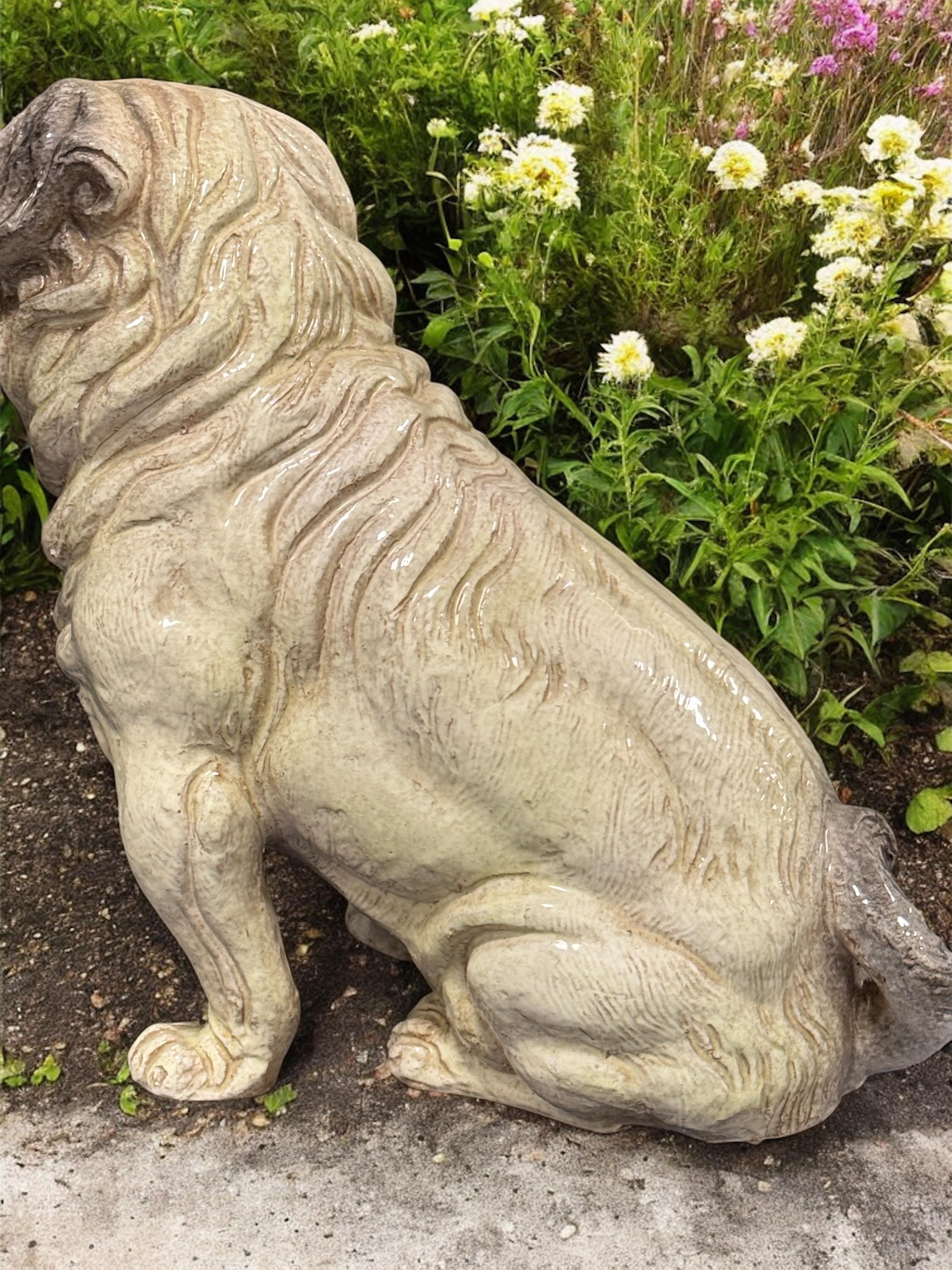 Statua di cane in terracotta del carlino italiano a grandezza naturale Vintage, anni '60 in vendita 8