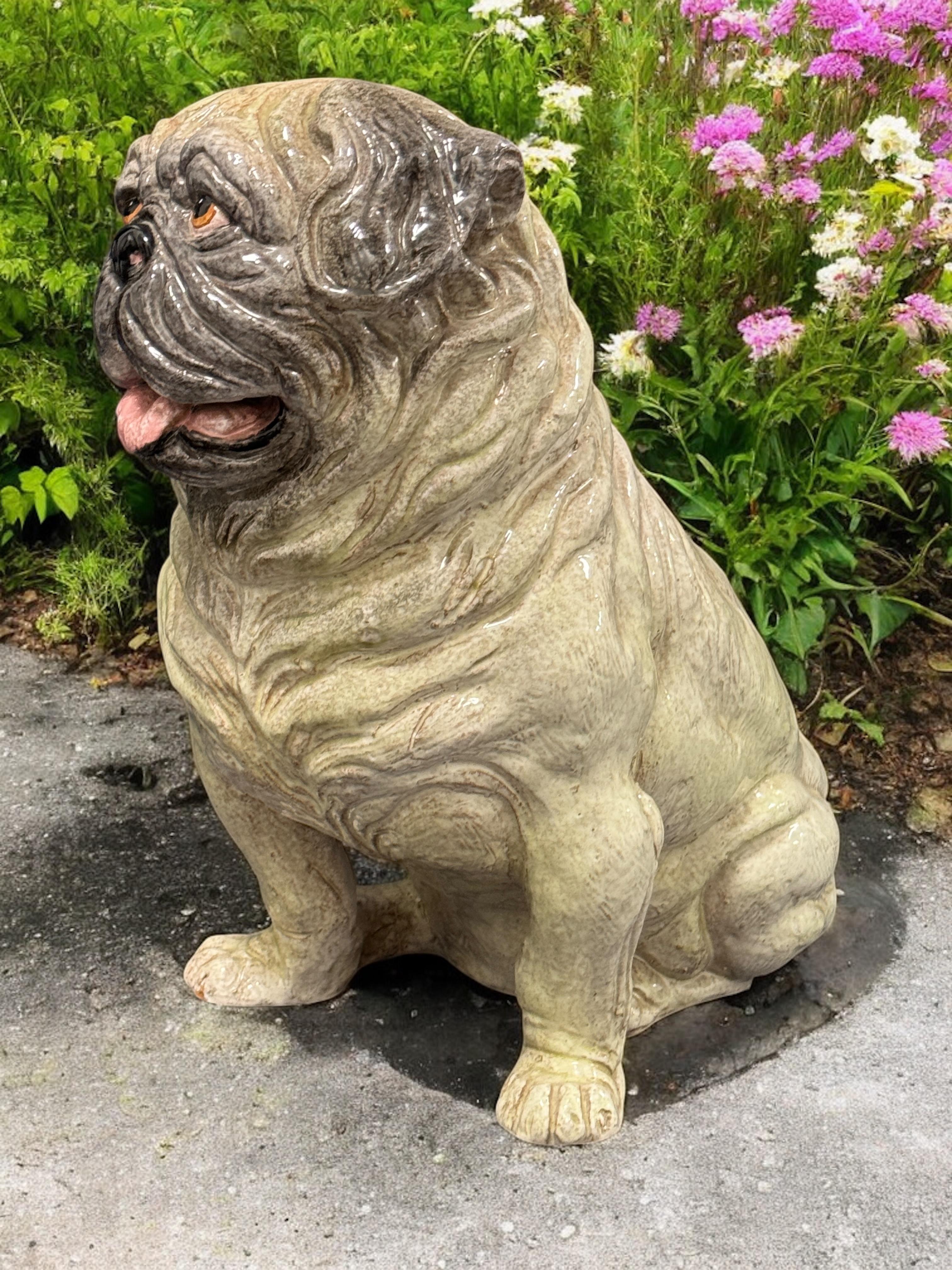 Statua di cane in terracotta del carlino italiano a grandezza naturale Vintage, anni '60 in vendita 9