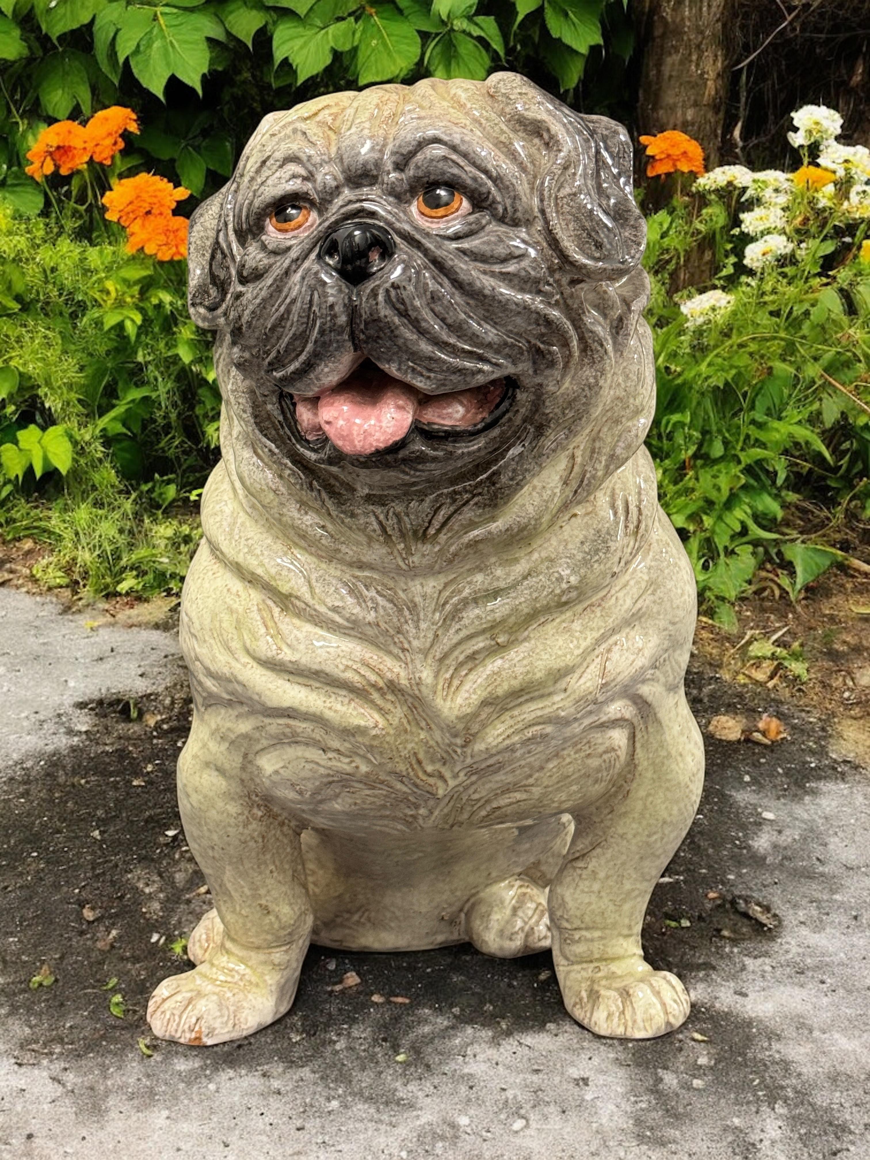Statua di cane in terracotta del carlino italiano a grandezza naturale Vintage, anni '60 in vendita 10