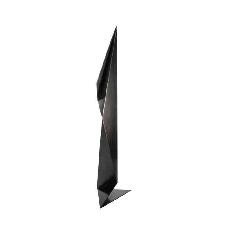 Abstract Origami Metal Sculpture Figure Hand Blackened Finish For Sale at 1stDibs metal