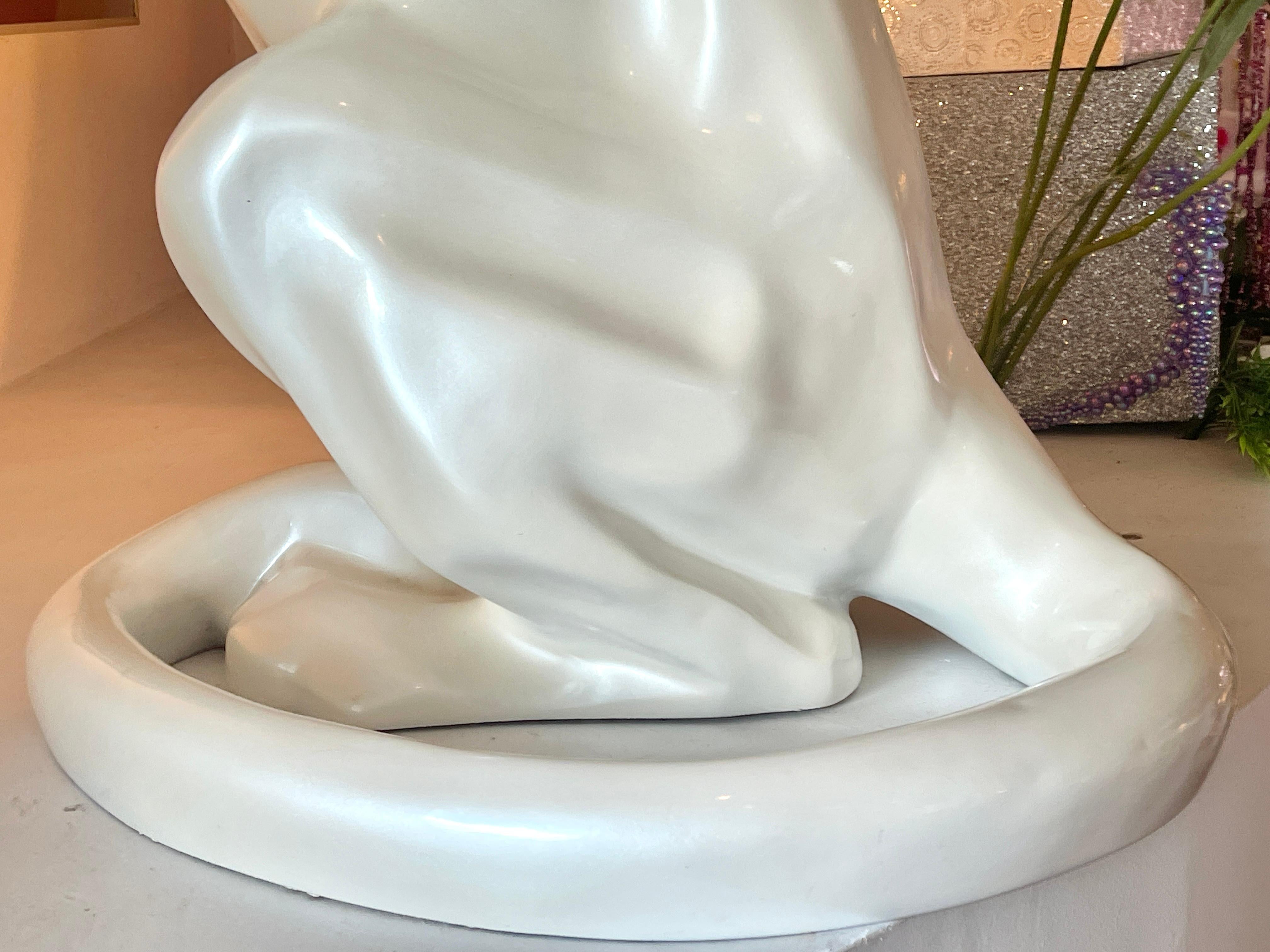 Pantera o Puma de Tamaño Natural Estilo Art Decó Fibra de Vidrio Nacarada 2