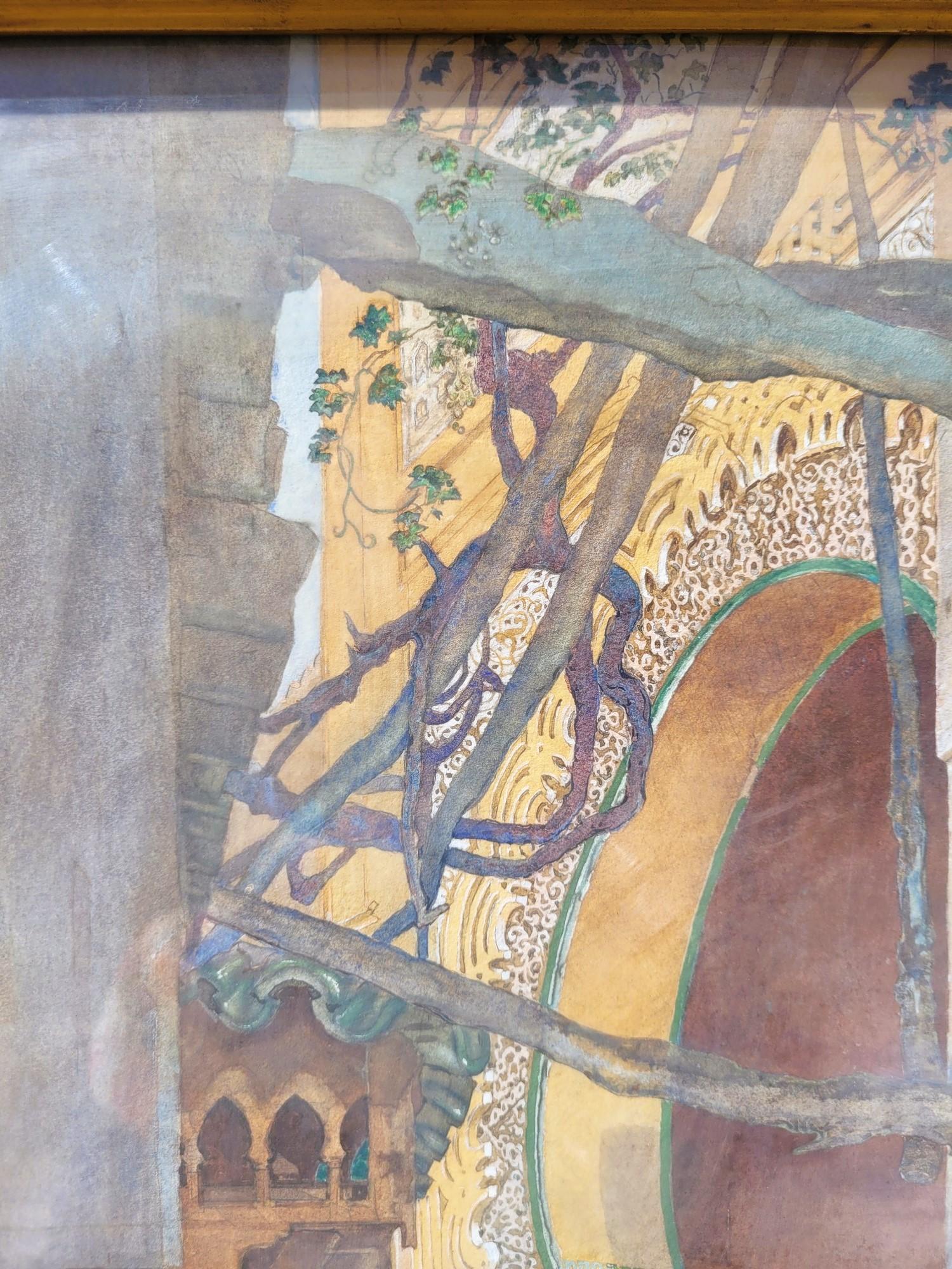 Lively Alley, Framed Orientalist Watercolor, Late 19th Century Early 20th Centur For Sale 4
