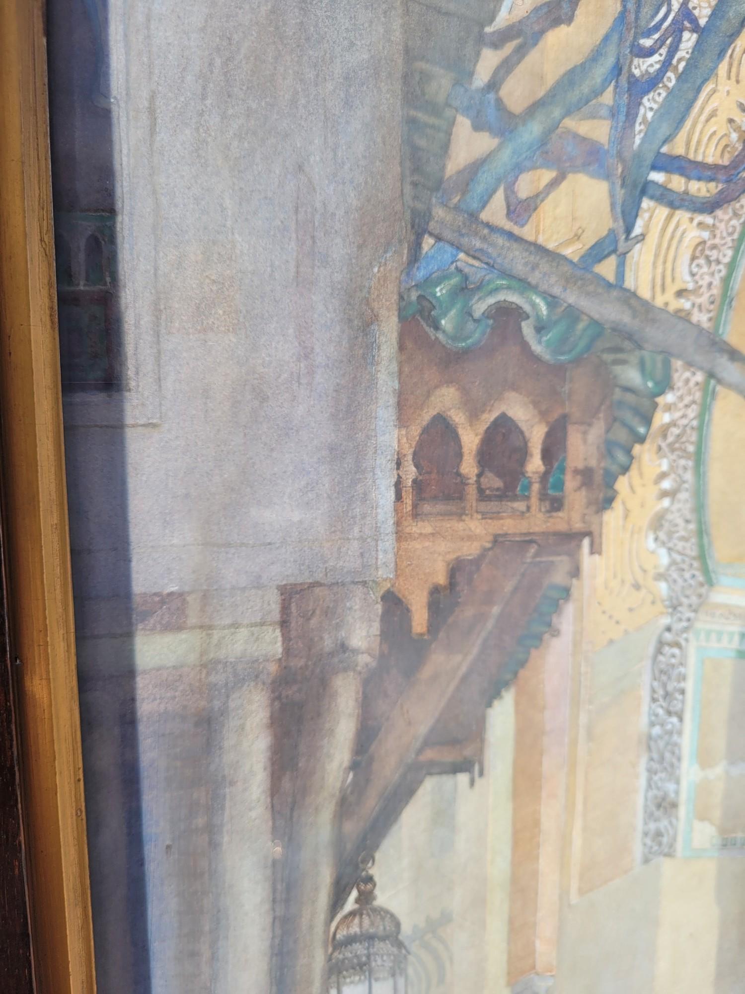 Lively Alley, Framed Orientalist Watercolor, Late 19th Century Early 20th Centur For Sale 6