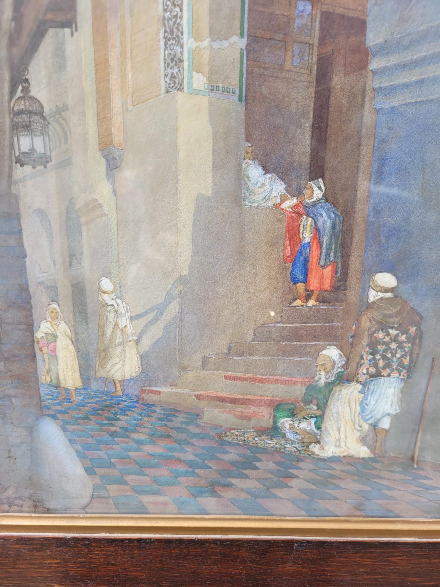 Lively Alley, Framed Orientalist Watercolor, Late 19th Century Early 20th Centur For Sale 8