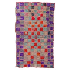 Lively checkered Retro Moroccan Boucherouite rug curated by Breuckelen Berber.