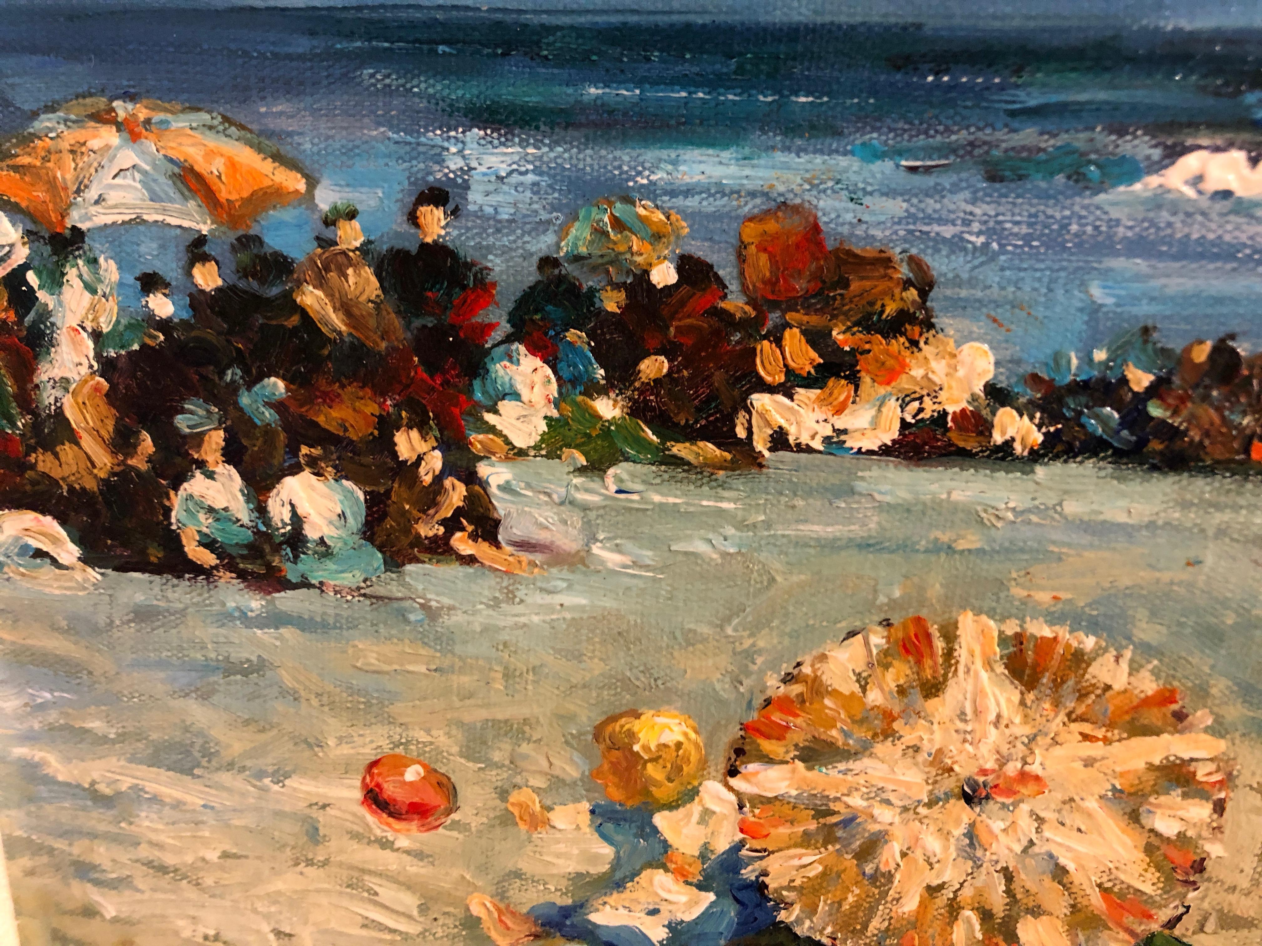 American Lively Post Impressionist Style Beach Scene