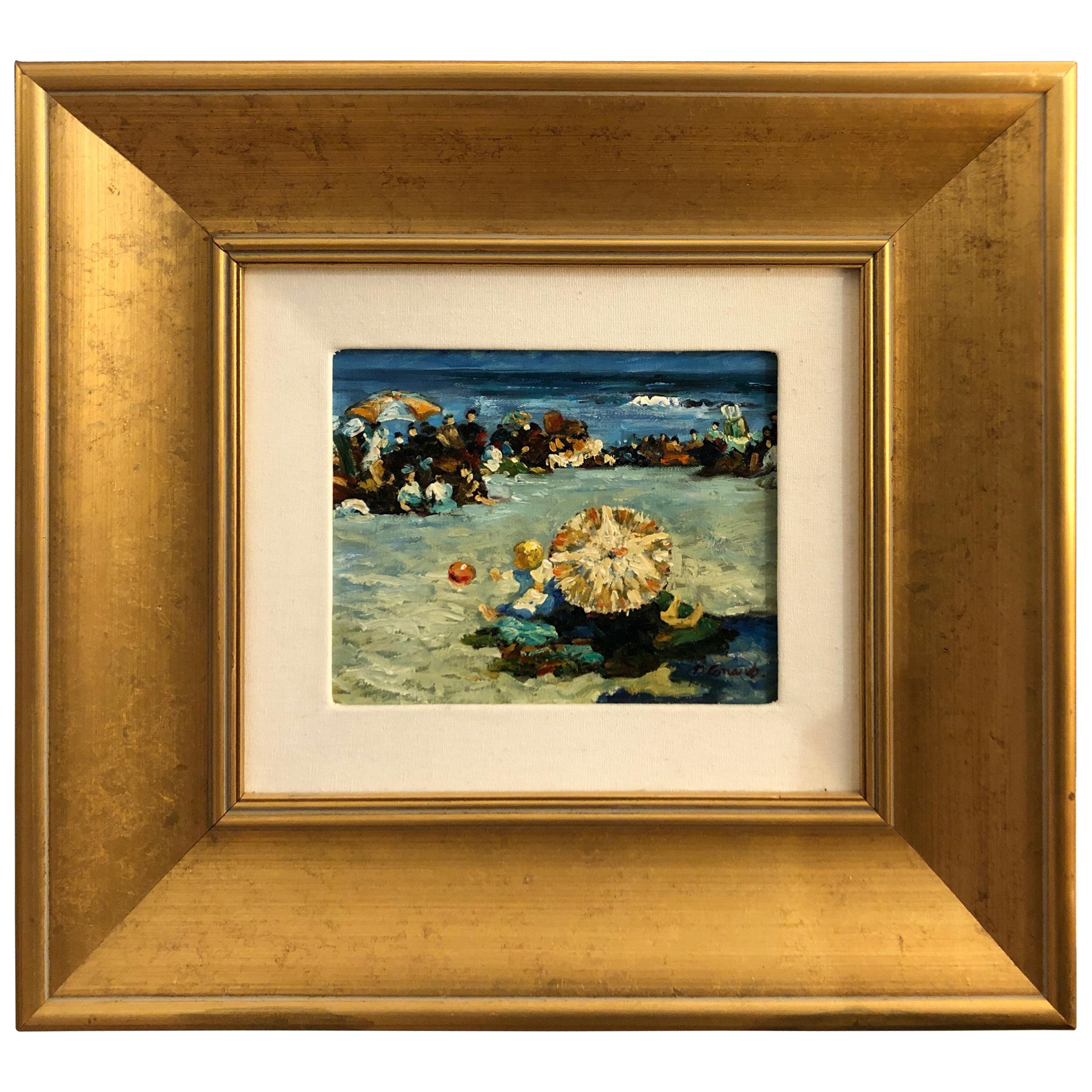 Lively Post Impressionist Style Beach Scene