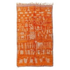Lively sunny orange abstract Used Boujad rug curated by Breuckelen Berber 