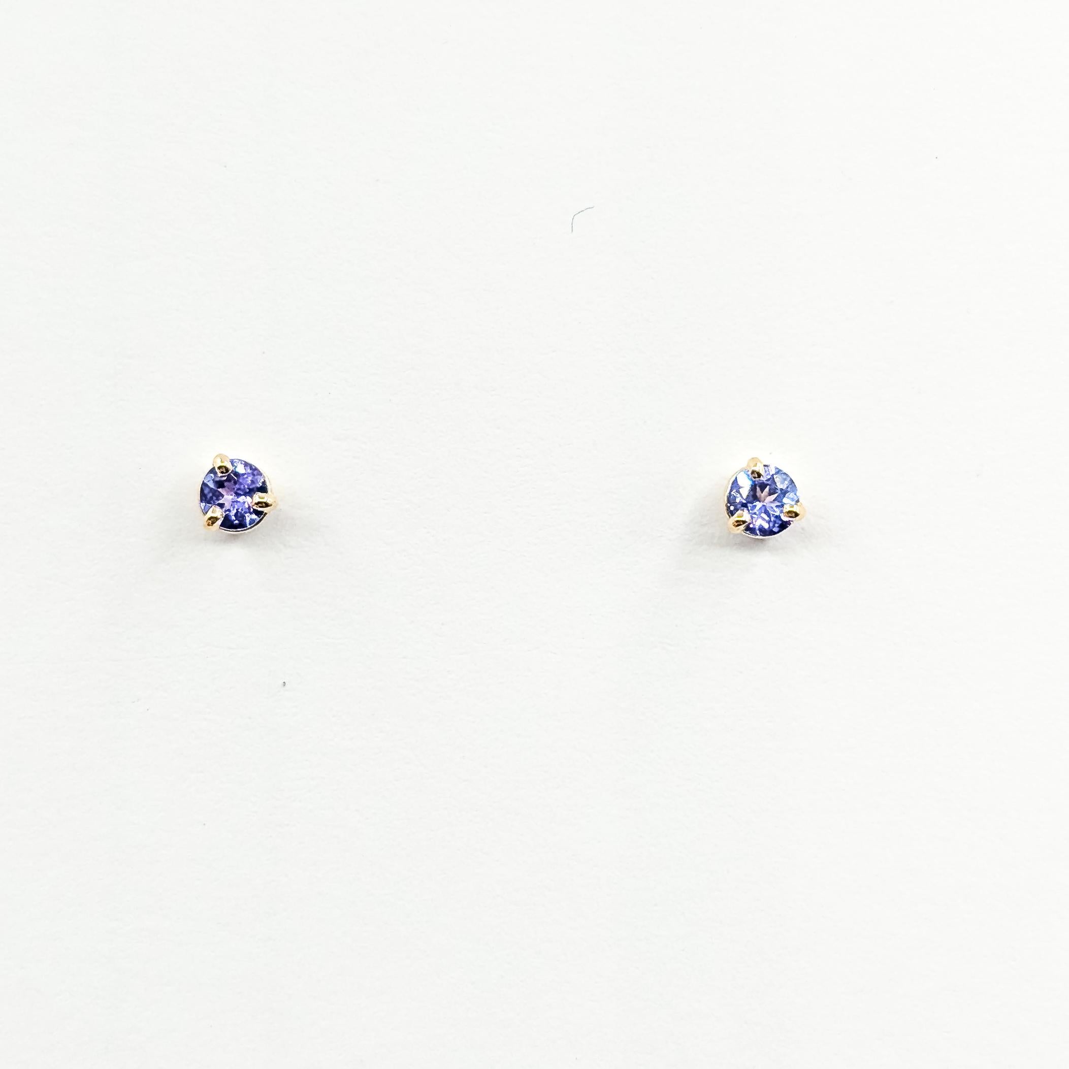 Orecchini con tanzanite vivace in oro giallo 14k In condizioni ottime in vendita a Bloomington, MN