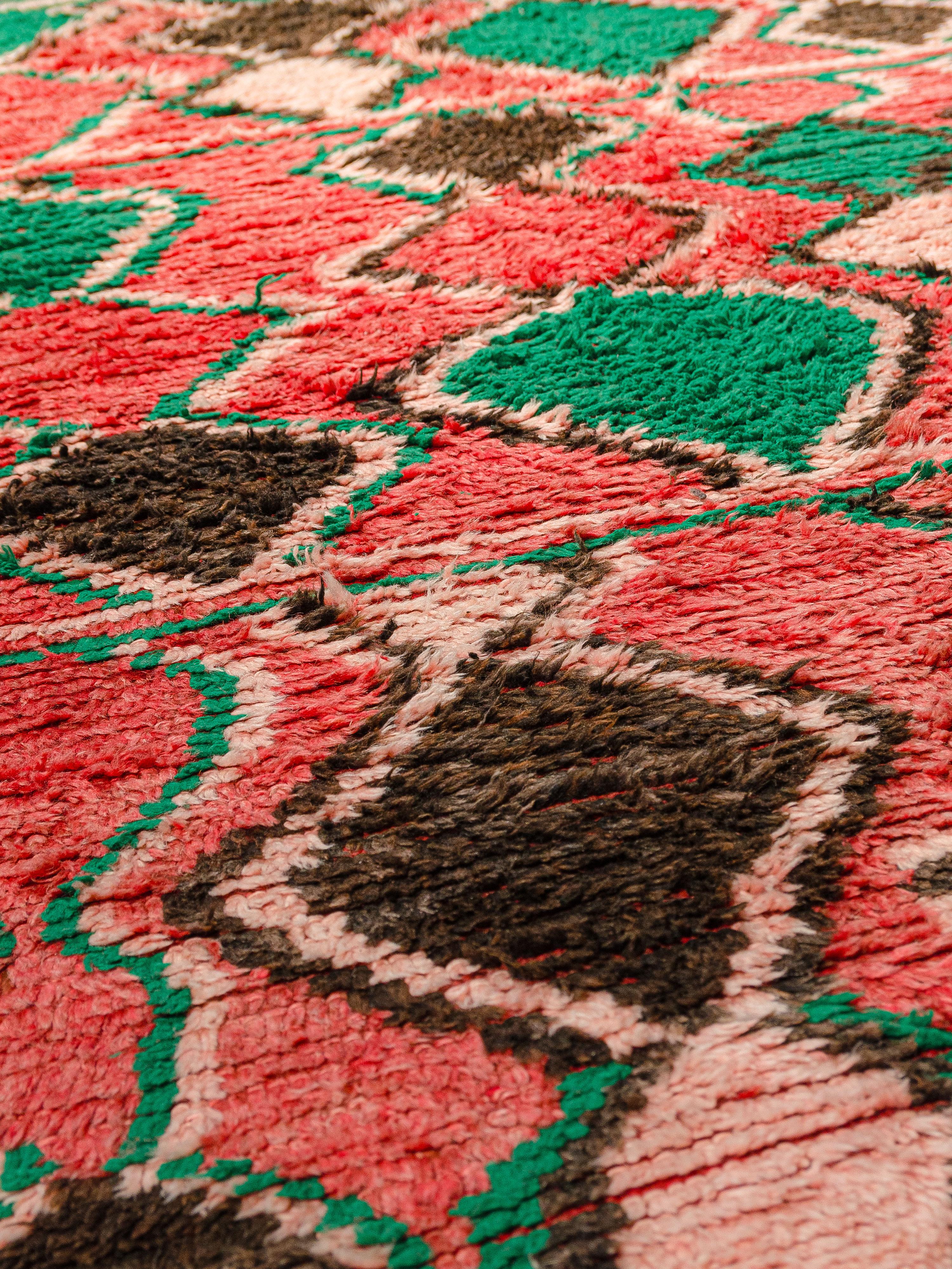 Tribal Lively vintage Moroccan Boujad rug in vivid palette curated by Breuckelen Berber For Sale